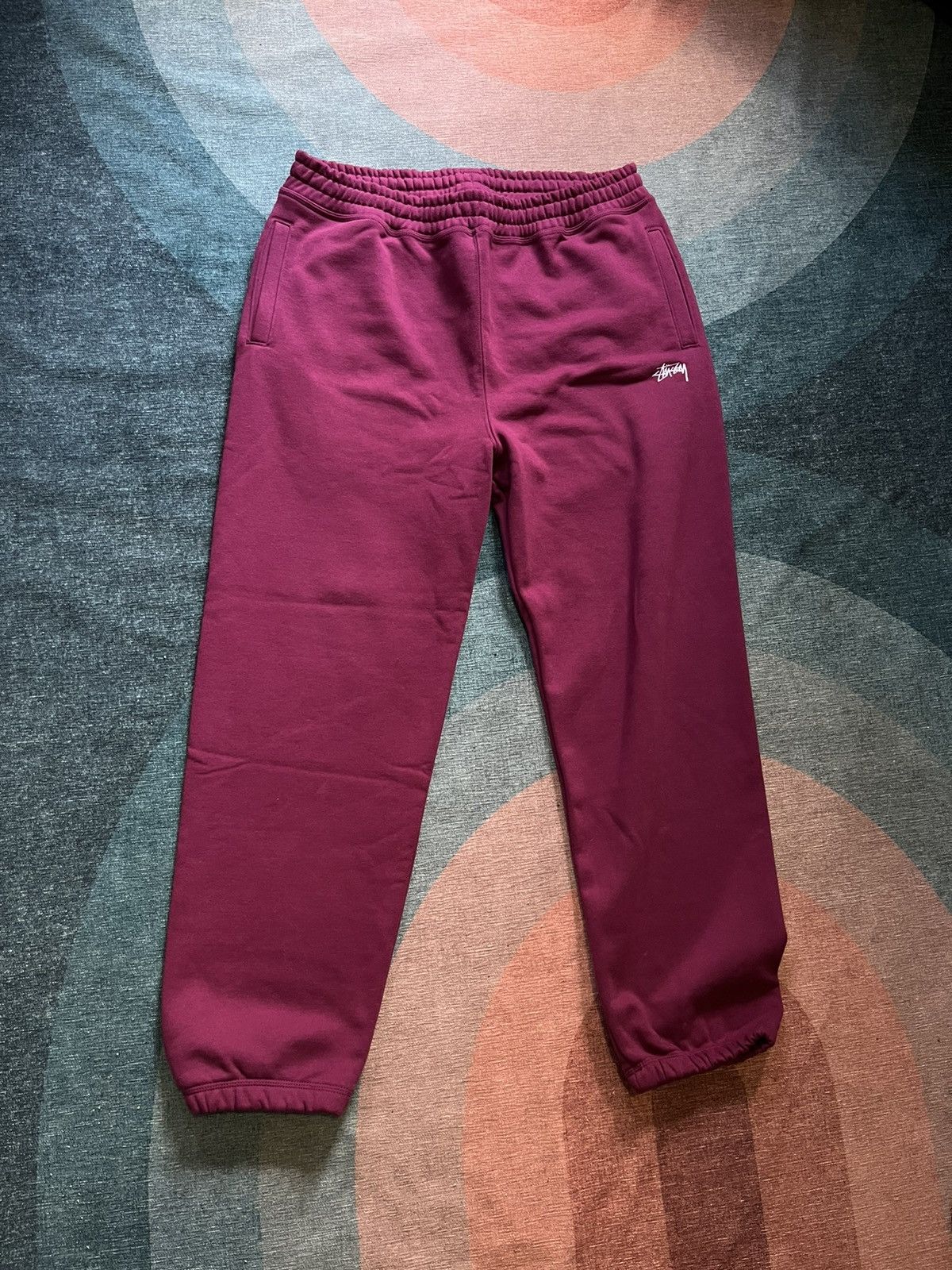 Image of Stussy Stock Logo Sweatpants Burgundy in Burgundy Red, Men's (Size 38)