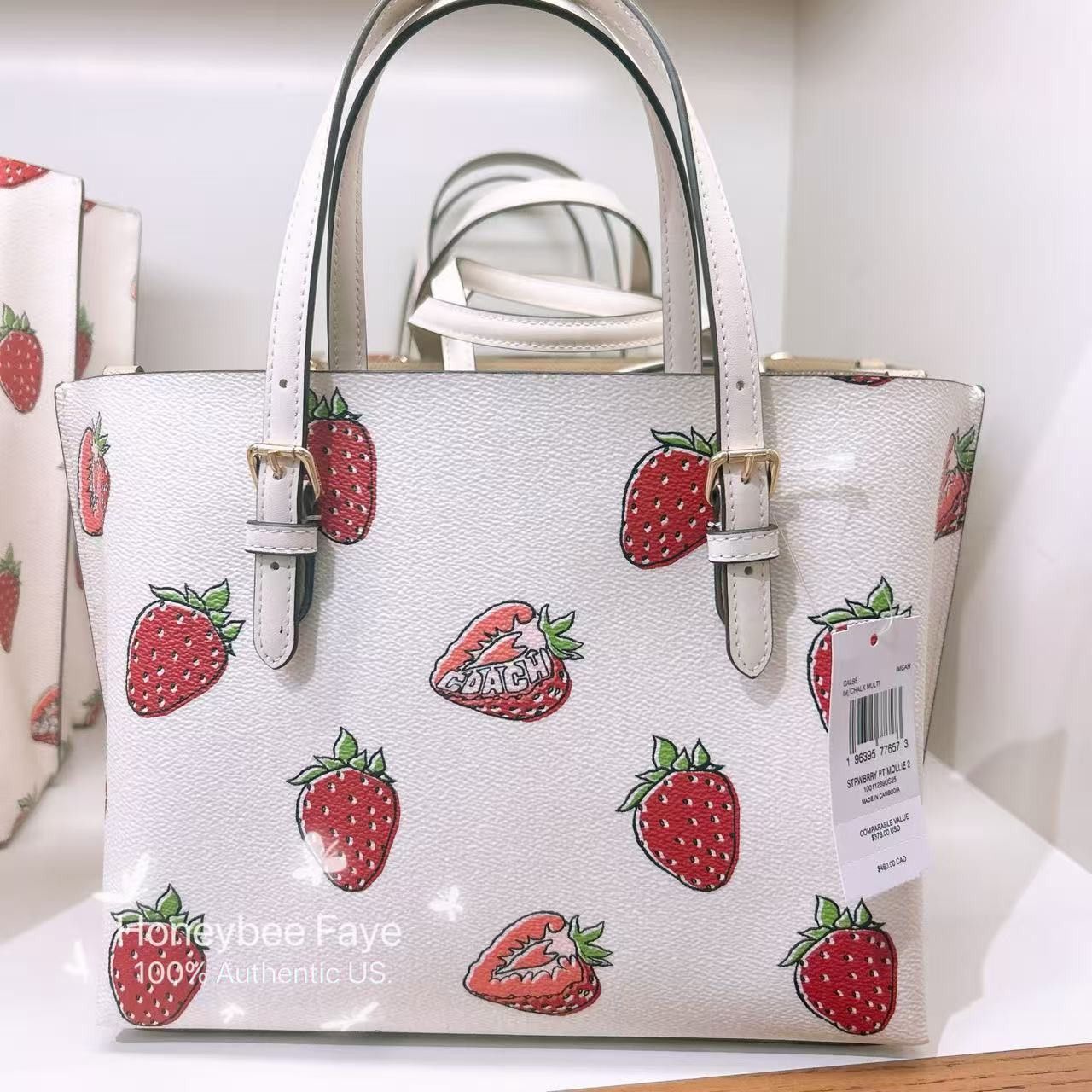 Coach Mollie Tote Bag 25 With Strawberry Print CAL66 Size ONE SIZE - 5 Thumbnail