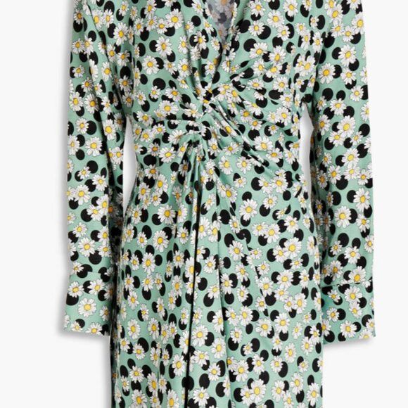 Sandro Dress Polka dot Floral Ruched Pleated back Partially ela Size M / US 6-8 / IT 42-44 - 7 Thumbnail