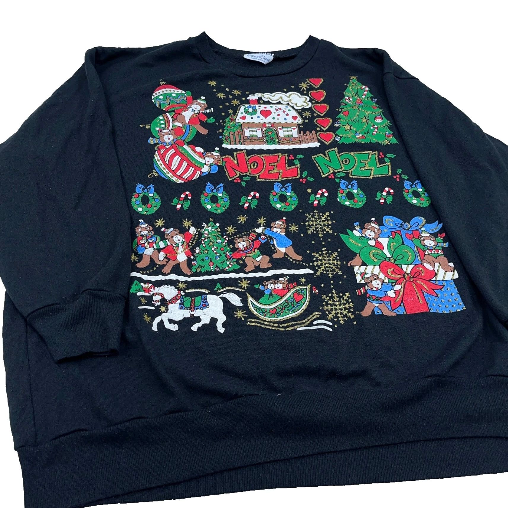Vintage VINTAGE Saxon Cove Christmas Sweater Women L Black Crew Neck Pullover 90s USA Holiday Graphic Print Size L / US 10 / IT 46 - 3 Thumbnail