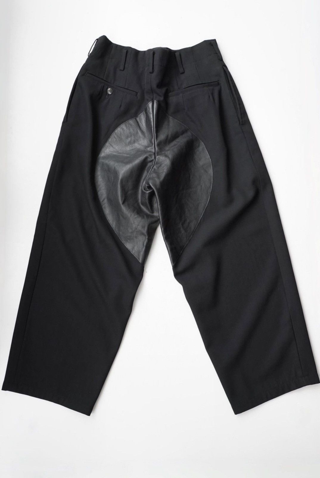 Yohji Yamamoto Yohji Yamamoto Pour Homme AW96 Leather Paneled Trousers Size US 32 / EU 48 - 2 Thumbnail