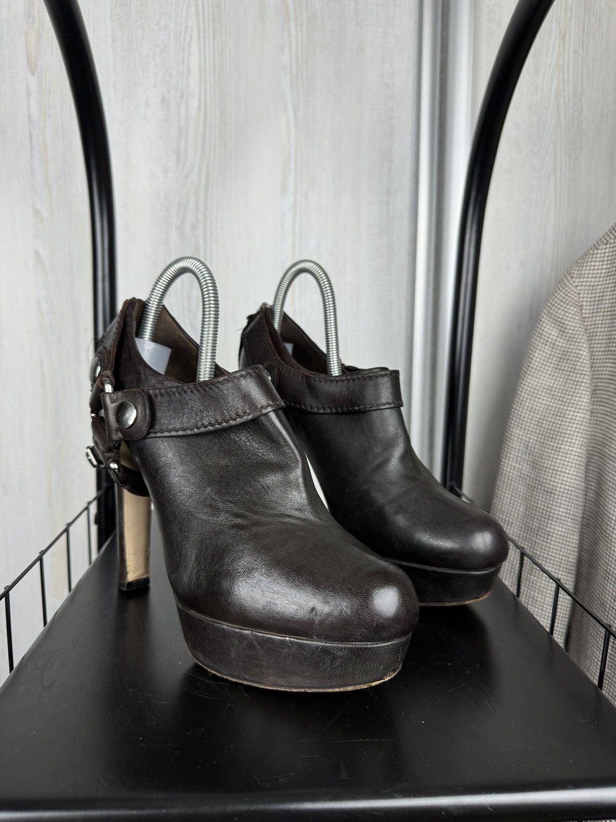 Miu Miu MIU MIU Biker Pumps Boots Heels Women's Brown Leather 39.5 Size US 9.5 / IT 39.5 - 5 Thumbnail