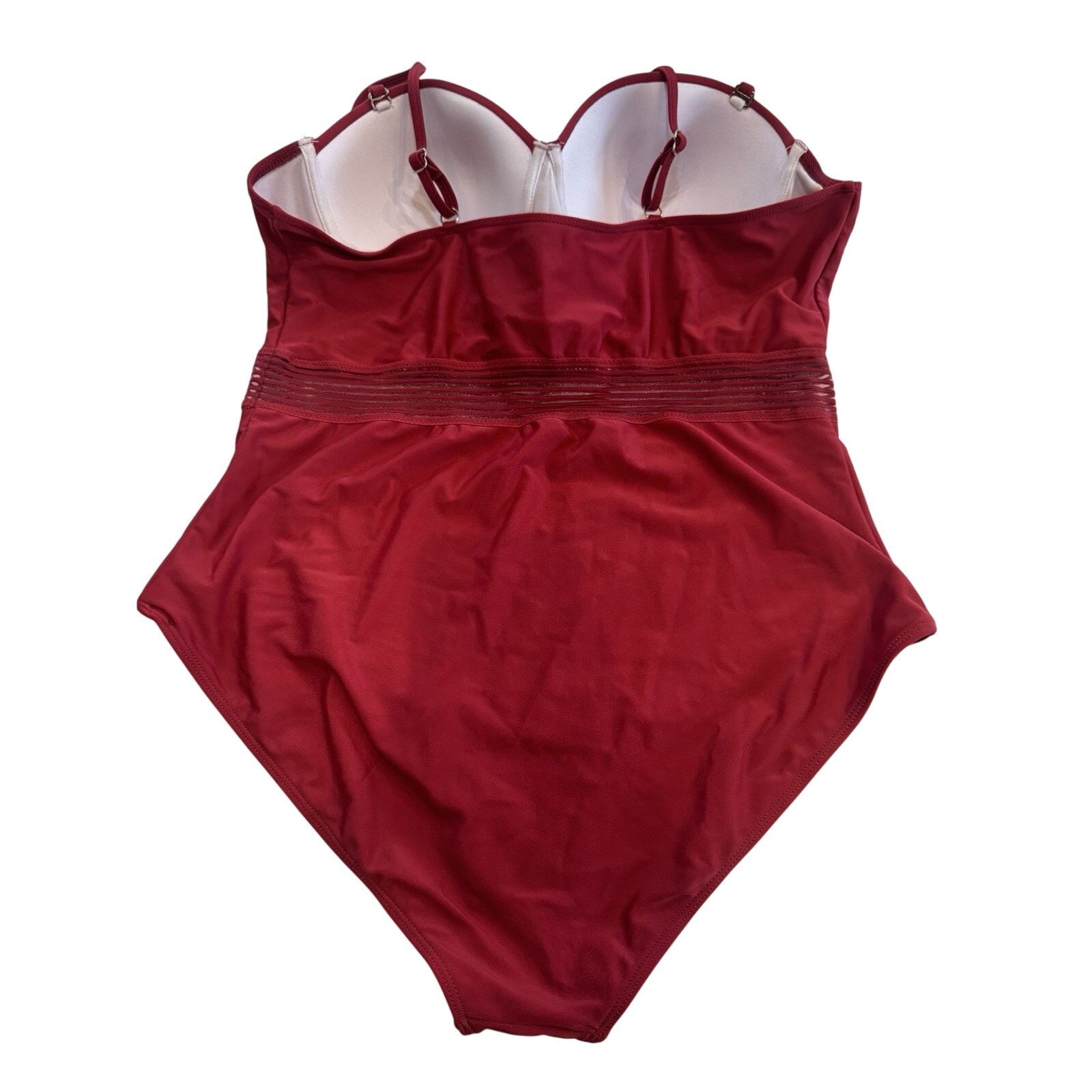Shein SHEIN Red One Piece Swimsuit 2XL Underwire Padded Mesh Waist Size ONE SIZE - 7 Thumbnail