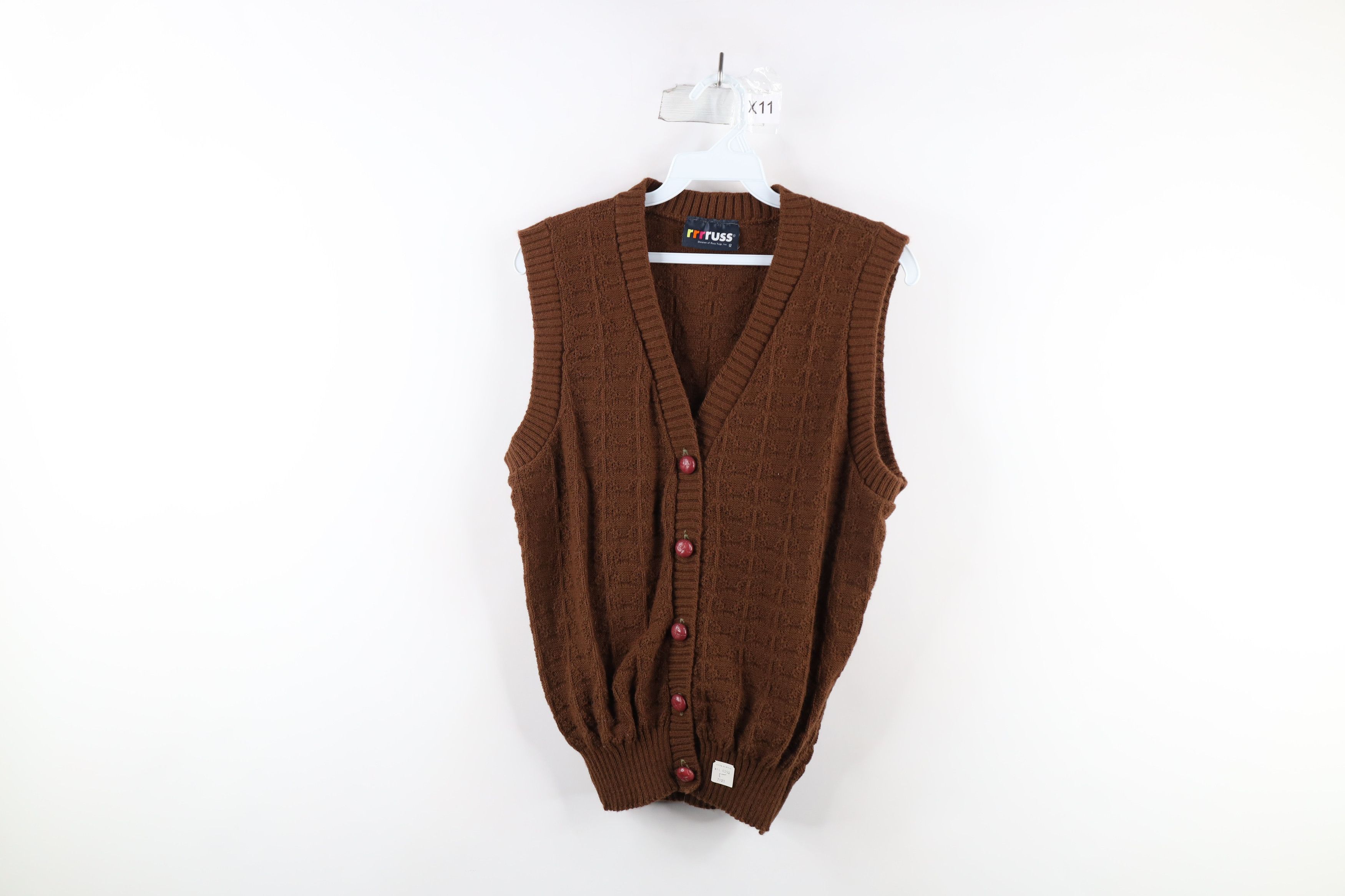 Deadstock Vintage 60s Streetwear Sweater Vest Brown USA