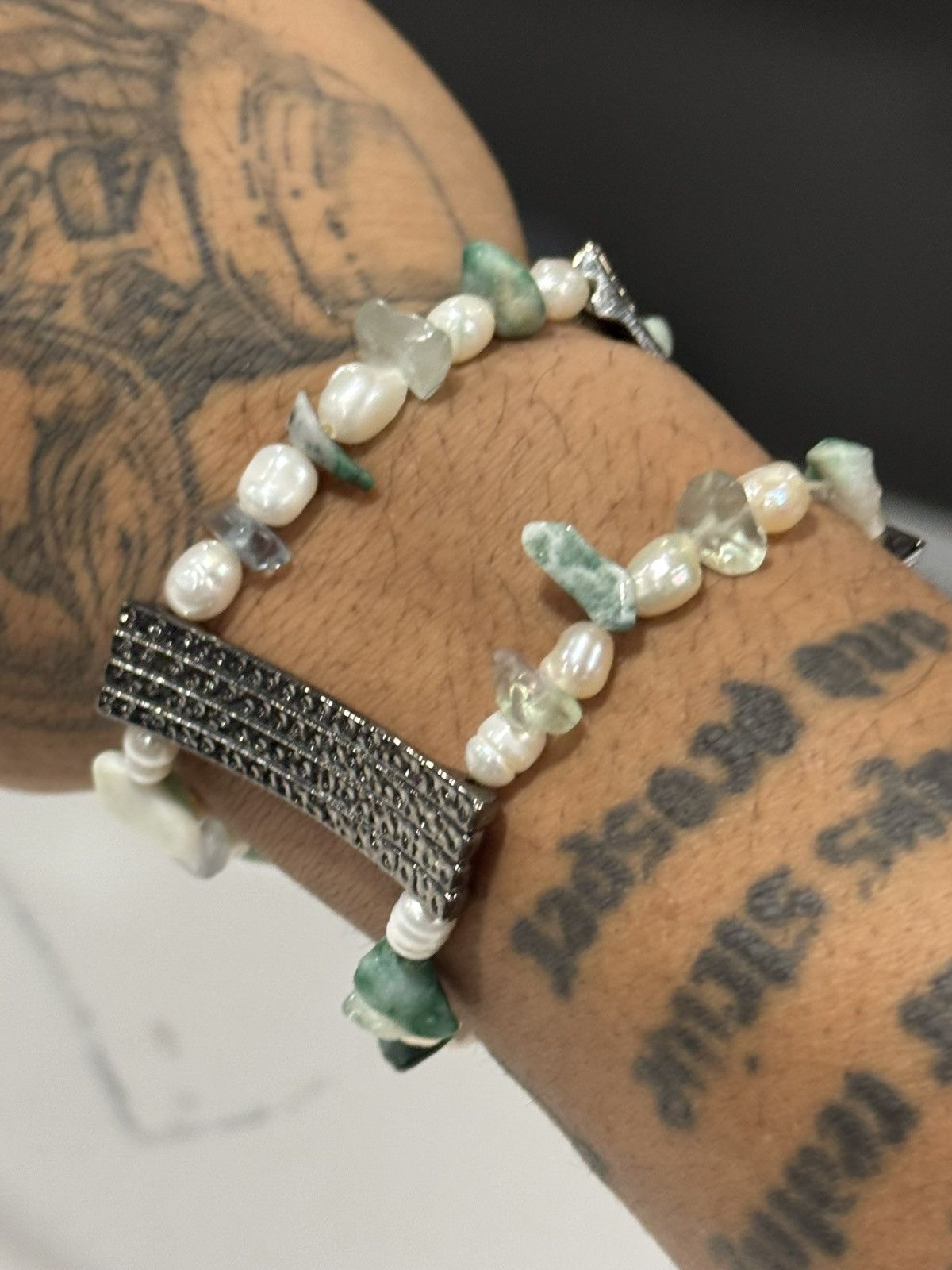 Jewelry Vintage Authentic Freshwater Pearl & Jade Double Bracelet Size ONE SIZE - 1 Thumbnail