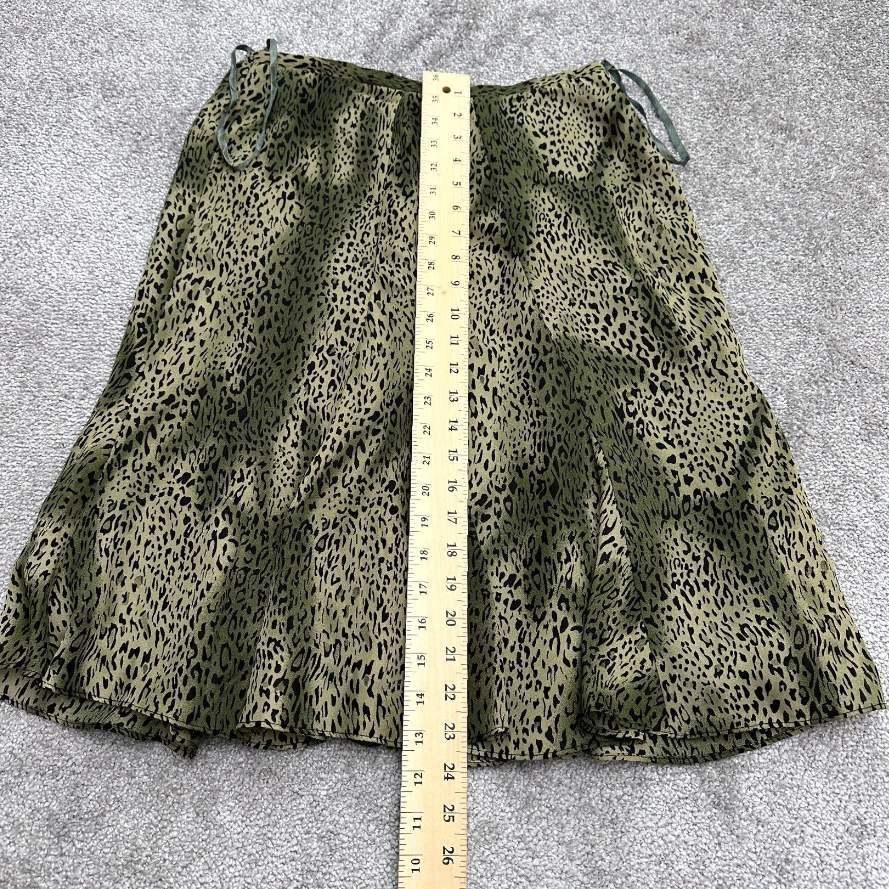 Vintage Unbranded Skirt A-Line Midi Womens 6 Regular 28 Green Leopard Lined Back Zip Size 28" / US 6 / IT 42 - 7 Thumbnail