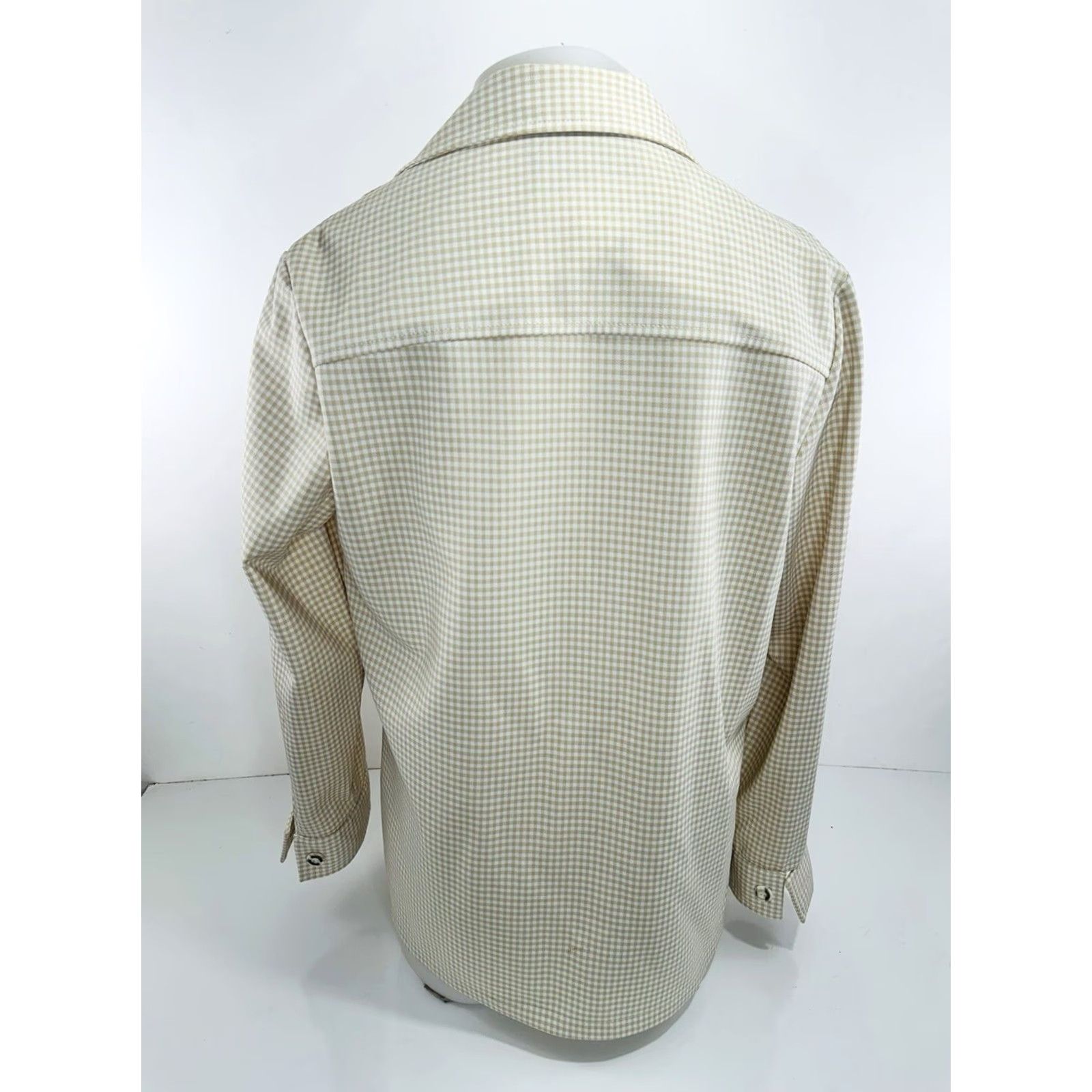 Haggar HAGGAR Shirt Jacket Mens 42 Plaid Leisure Vintage EXCELLENT Light Brown Beige White 1990s Disco Size US XL / EU 56 / 4 - 3 Thumbnail