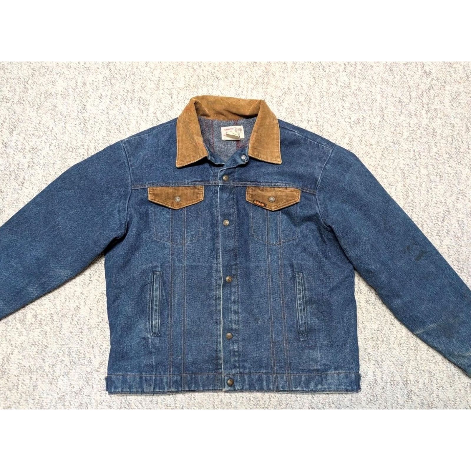Carhartt VINTAGE Saddle King Denim Jacket 2XL Mens Blue Denim Cowboy Western blanket lined USA made Jacket 48L 2XL Mens Size US 39 - 4 Thumbnail