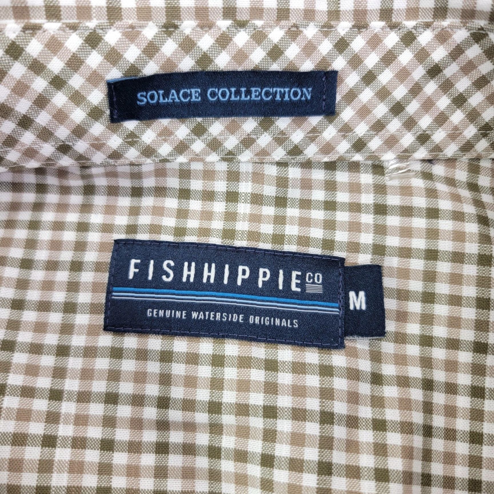 Vintage Fish Hippie Shirt Mens Medium Beige Check Long Sleeve Button Front Stretch Size US M / EU 48-50 / 2 - 2 Thumbnail