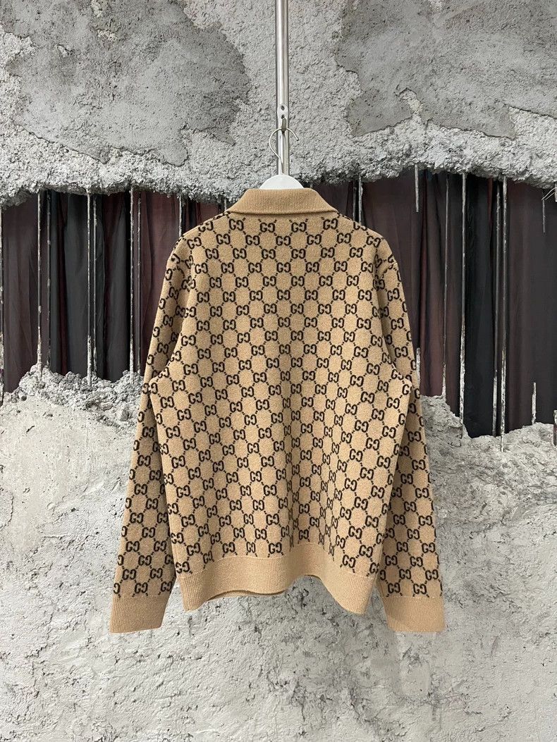 Gucci Gucci Monogram Wool Cardigan in Beige-2505 Size S / US 4 / IT 40 - 2 Thumbnail
