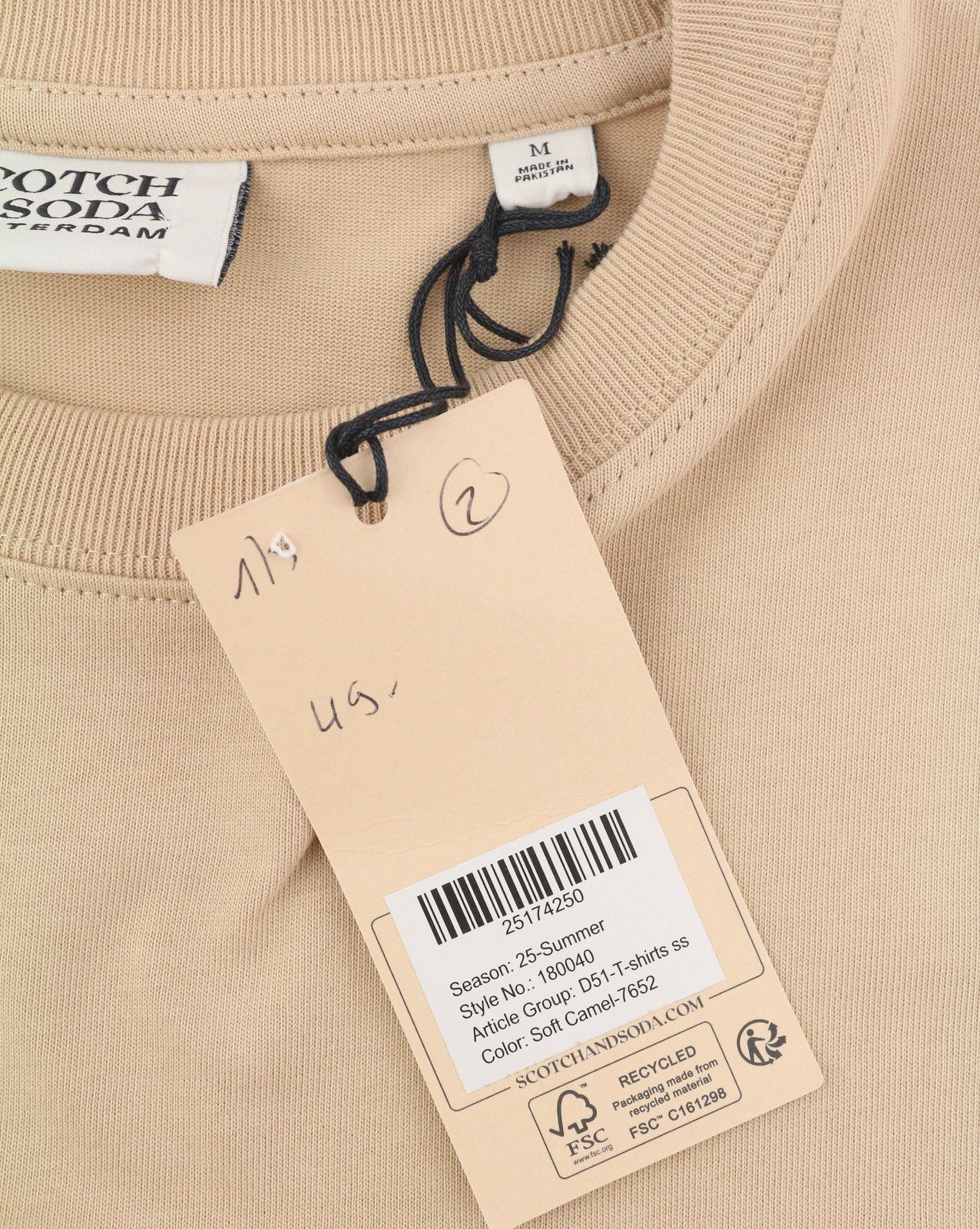 Scotch & Soda M Beige Organic Cotton Pocket T-Shirt 88584 Size US M / EU 48-50 / 2 - 8 Thumbnail