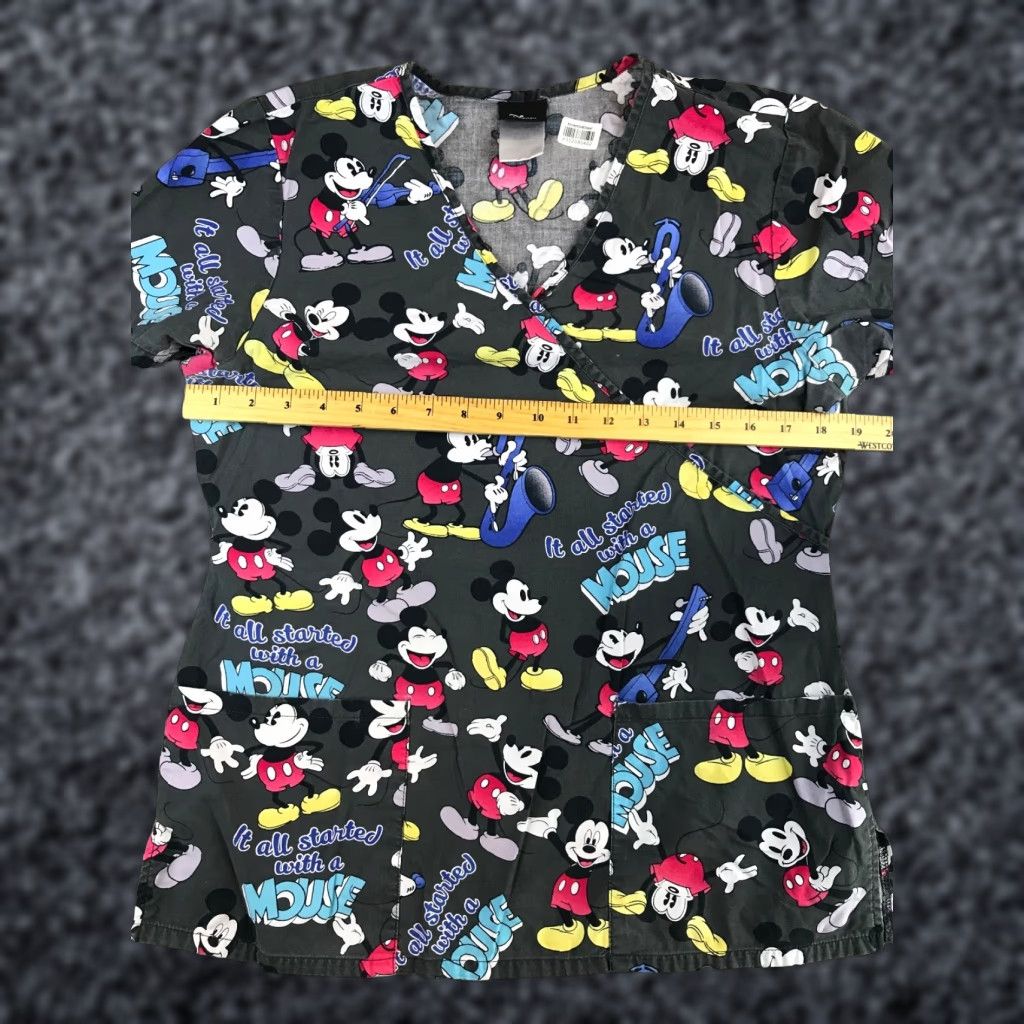 Disney Disney Mickey Mouse Scrub Top Women's Small Gray Printed Short Sleeve Pockets Size S / US 4 / IT 40 - 1 Thumbnail