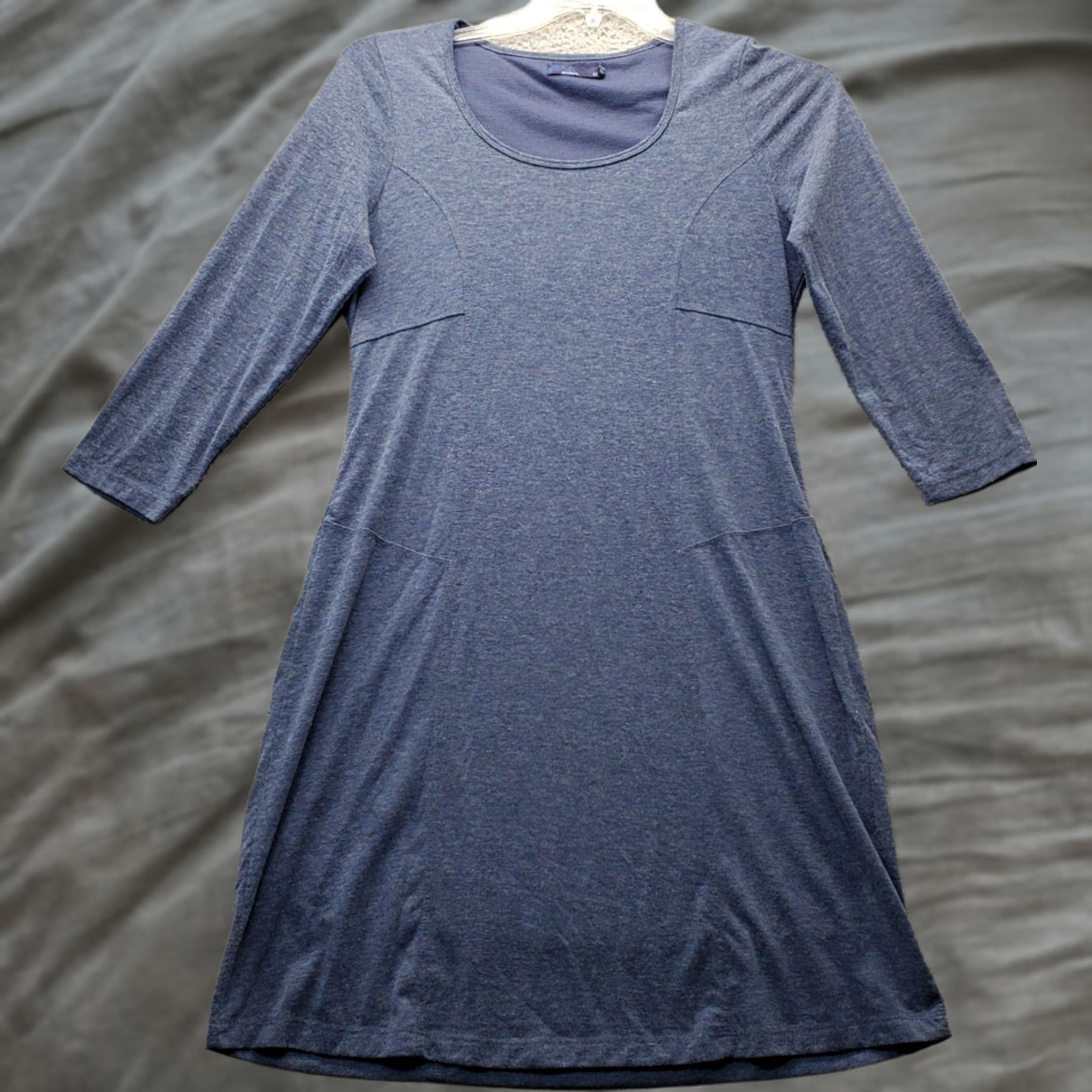 Prana prAna Soskia Fit & Flare Dress Womens M Blue Heather Wool Blend Round Neck Size M / US 6-8 / IT 42-44 - 1 Thumbnail