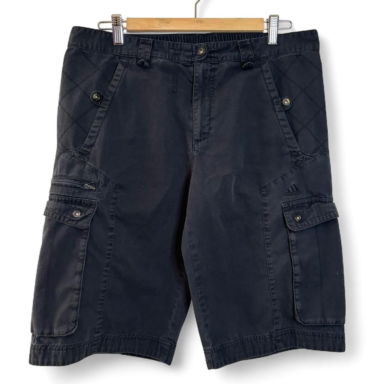 Adidas × Vintage Vintage Y2K Adidas Faded Black Baggy Cargo Shorts Size US 34 / EU 50 - 1 Thumbnail