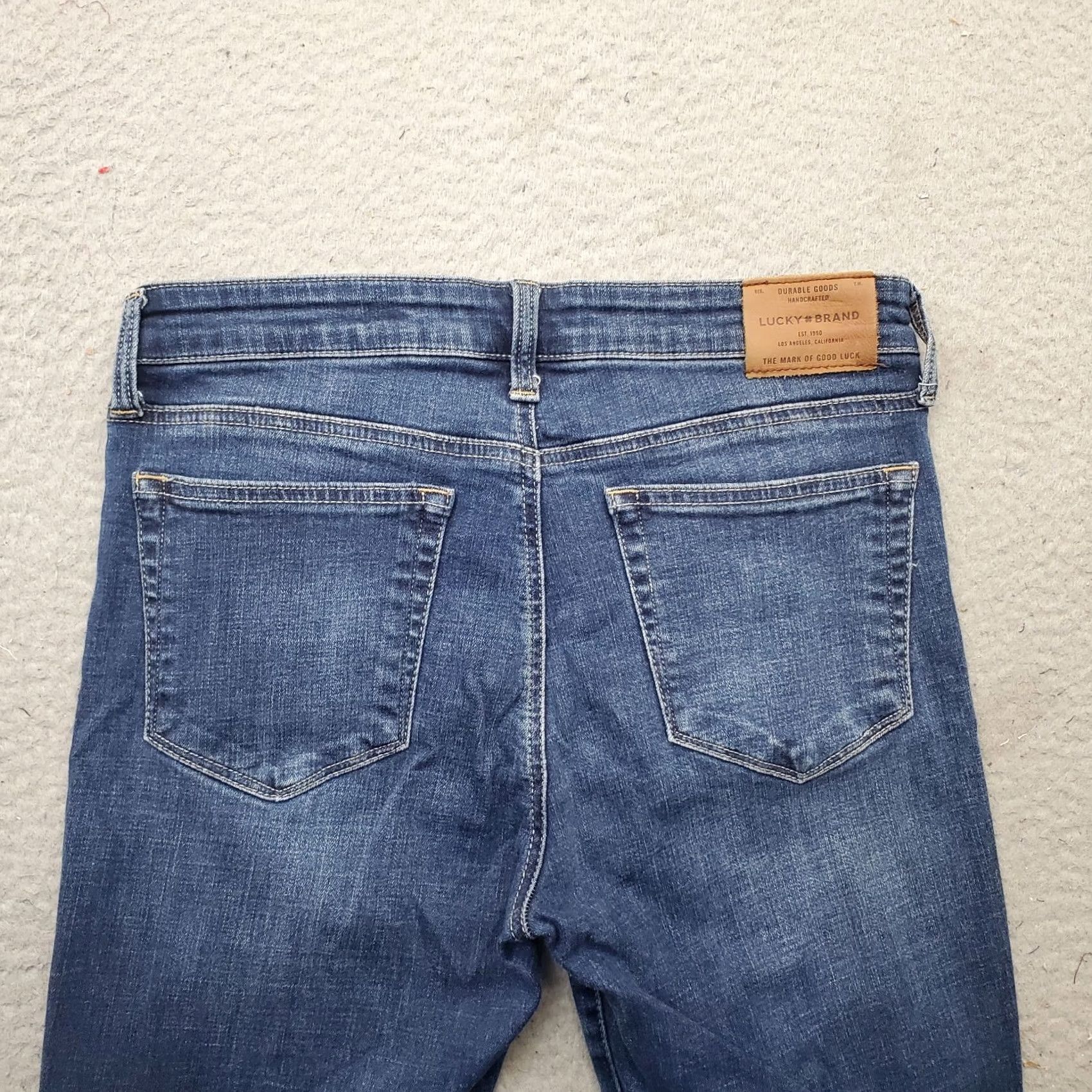 Lucky Brand Lucky Brand Ava Skinny Jeans Womens Size 6 Navy Denim 26" Inseam Regular Fit Frayed Hem 14.5" Waist Across Waxed Whiskered Denim Size 28" / US 6 / IT 42 - 8 Thumbnail