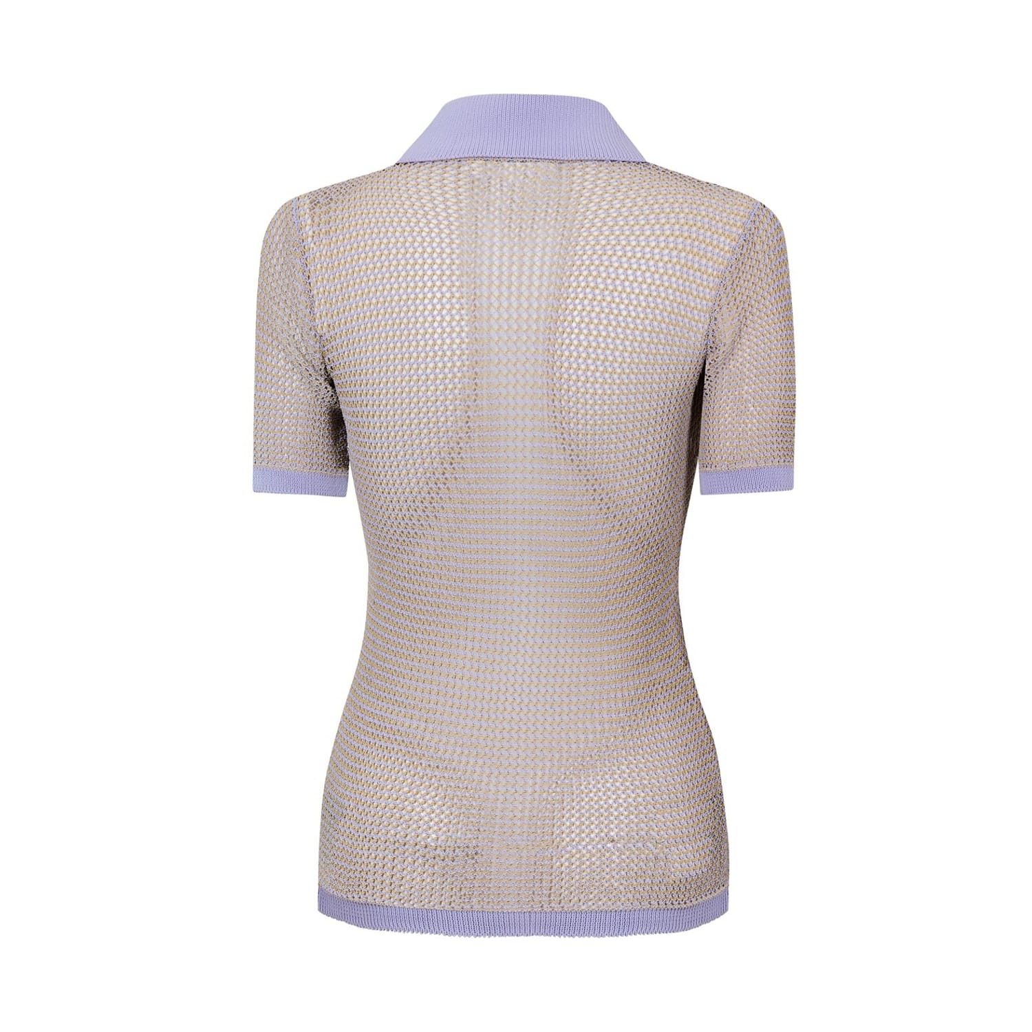 Bottega Veneta Bottega Veneta Mesh Knit Polo Shirt in Purple Size M / US 6-8 / IT 42-44 - 2 Thumbnail