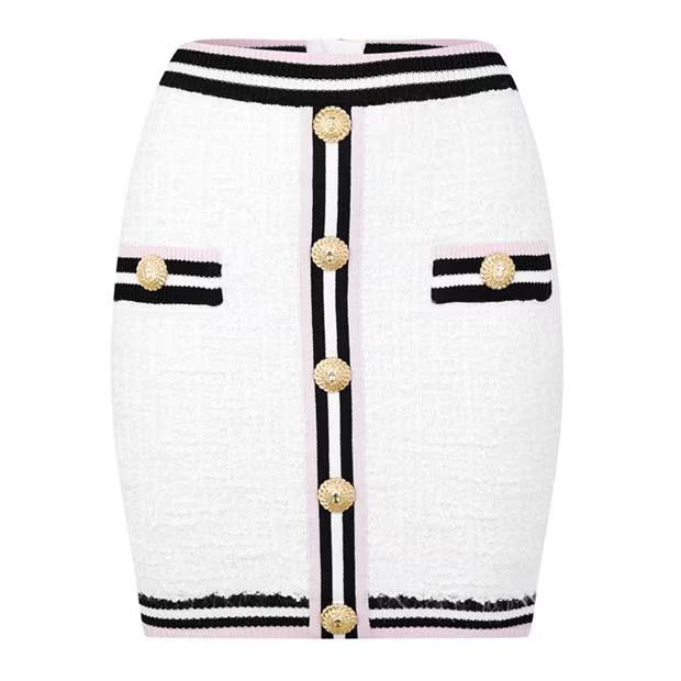 Balmain o1g2r1mq0924 Buttoned Mini Skirt in Multicolor Size 25" / US 0 / IT 36 - 1 Thumbnail