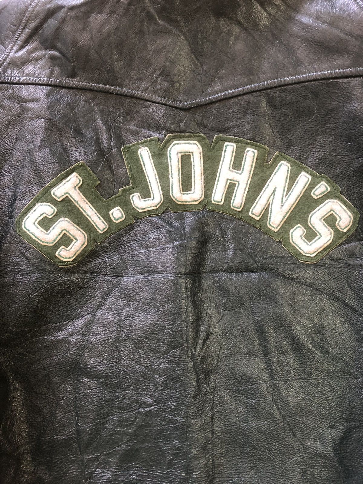 Genuine Leather × Vintage Vintage 80s St. John’s QB Leather Varsity Jacket Size US L / EU 52-54 / 3 - 10 Thumbnail