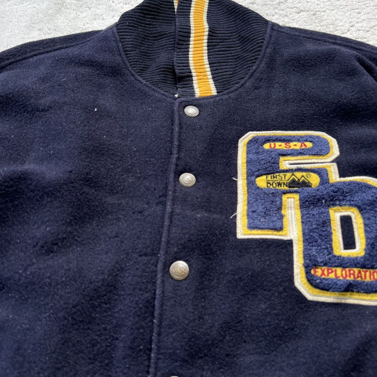 Vintage Varsity Jacket Leather FIRST DOWN BIG SPELLOUT Size US M / EU 48-50 / 2 - 10 Thumbnail