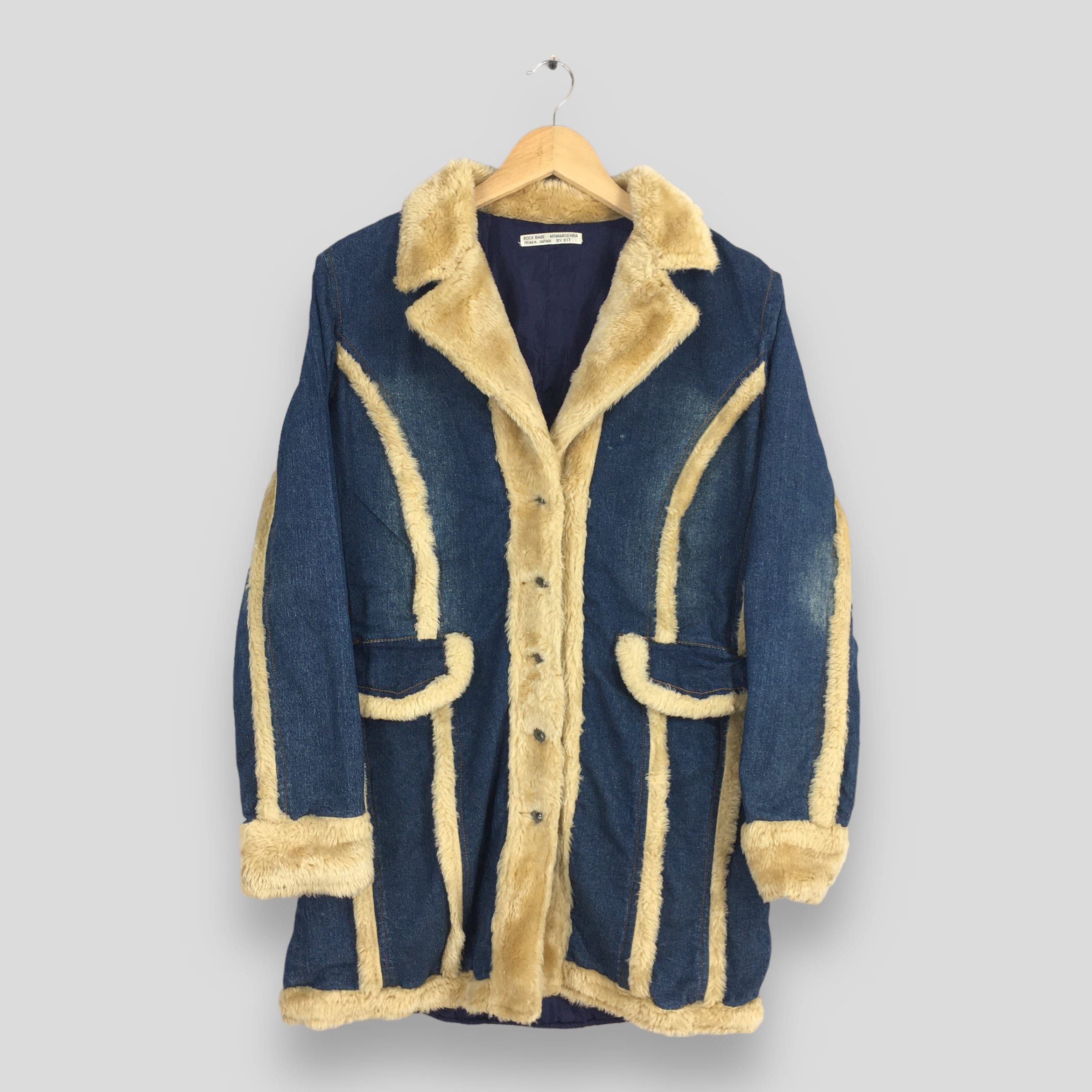 If Six Was Nine × Le Grande Bleu (L.G.B.) × Tornado Mart Vintage Rock Babe Japan Denim Long Coat Fux Fur Medium Size M / US 6-8 / IT 42-44 - 1 Thumbnail
