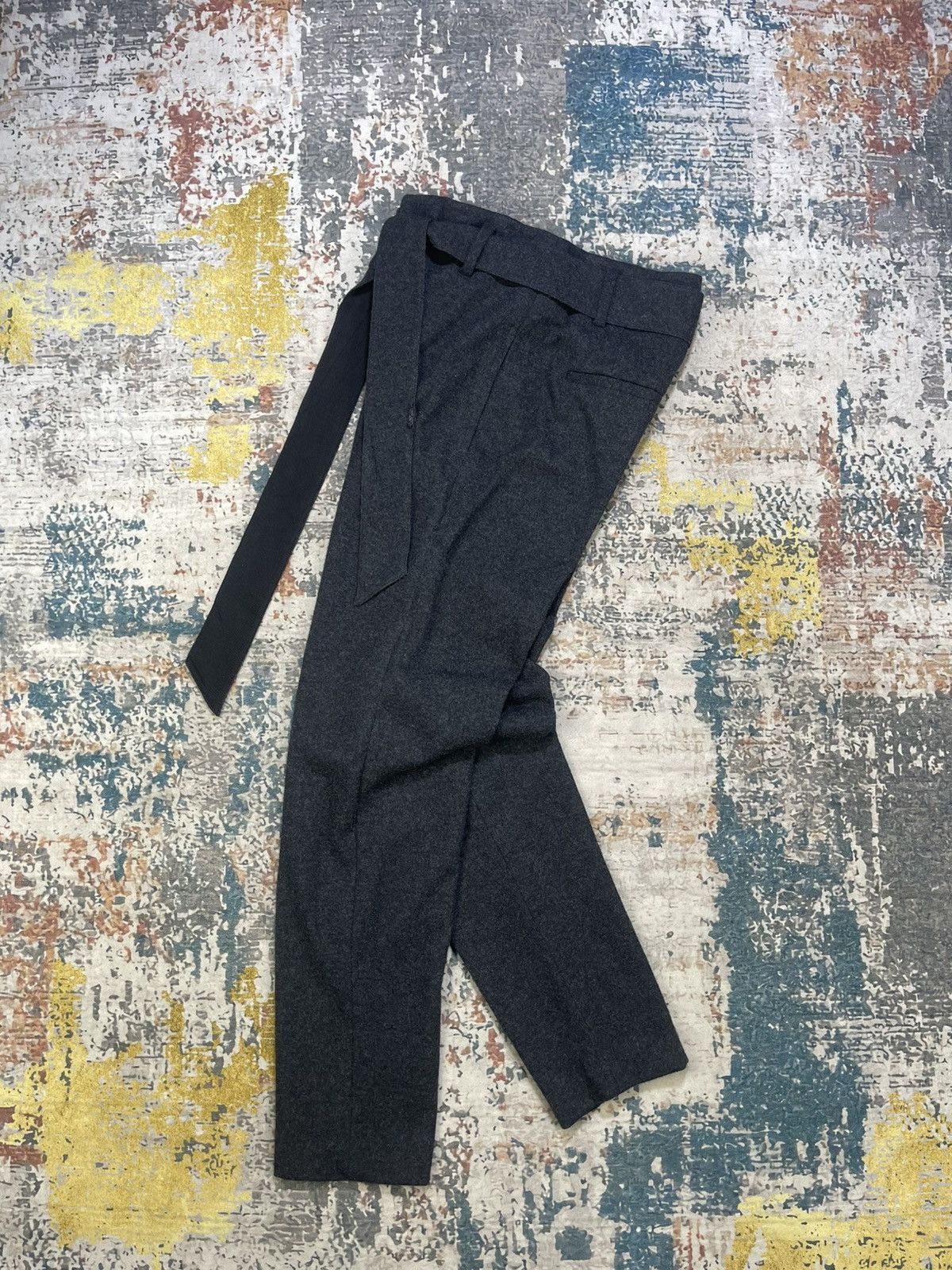 Theory Theory Fit Straigh Leg Belted Flannel Wool Pants Size 27" / US 4 / IT 40 - 1 Thumbnail