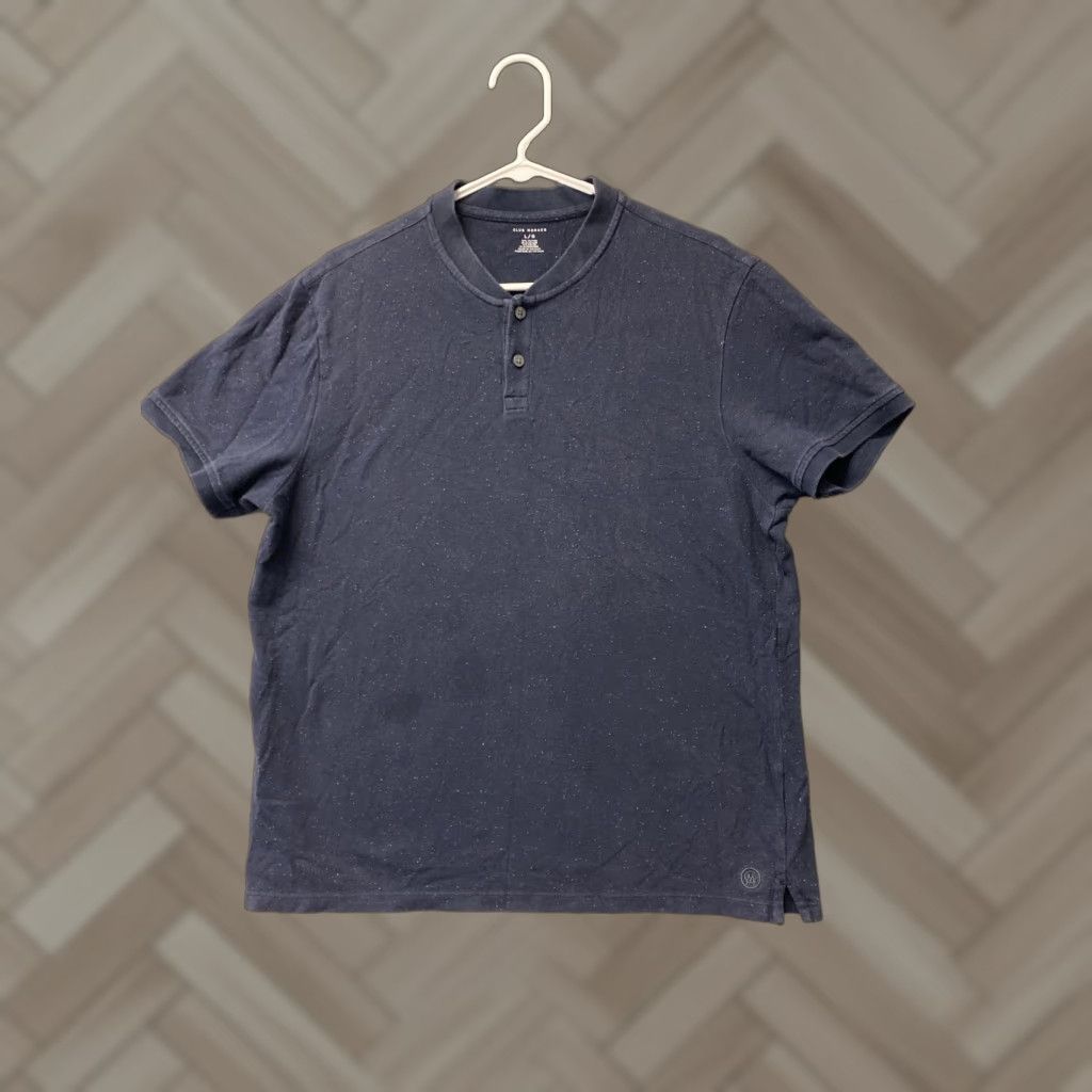 Club Monaco CLUB MONACO Men's Polo Shirt Large Blue Red Short Sleeve Button Cotton Size US L / EU 52-54 / 3 - 1 Thumbnail