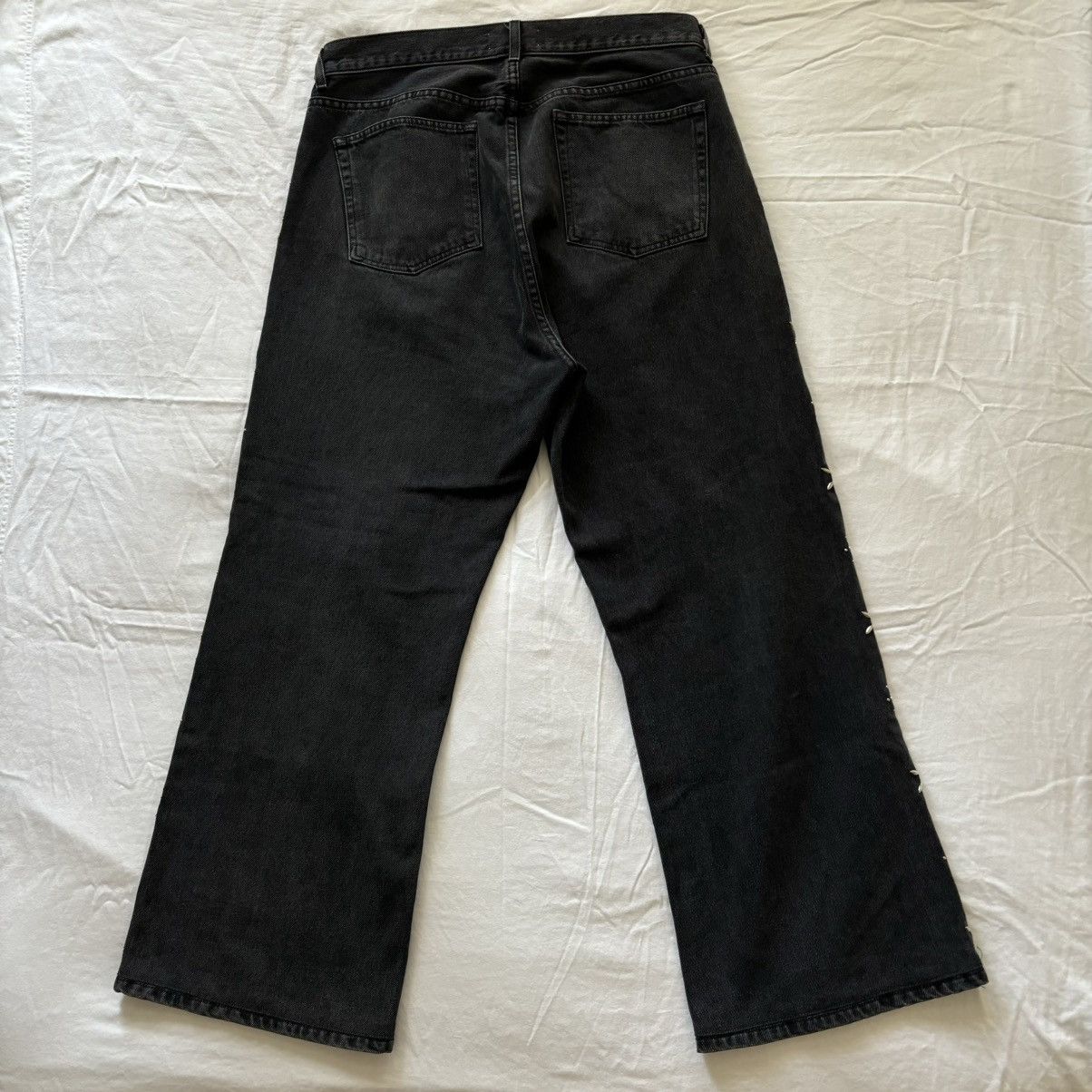 Bare Knuckles Bare Knuckles Studded Serge Loose Bootcut Jeans Washed Black Size US 36 / EU 52 - 2 Thumbnail