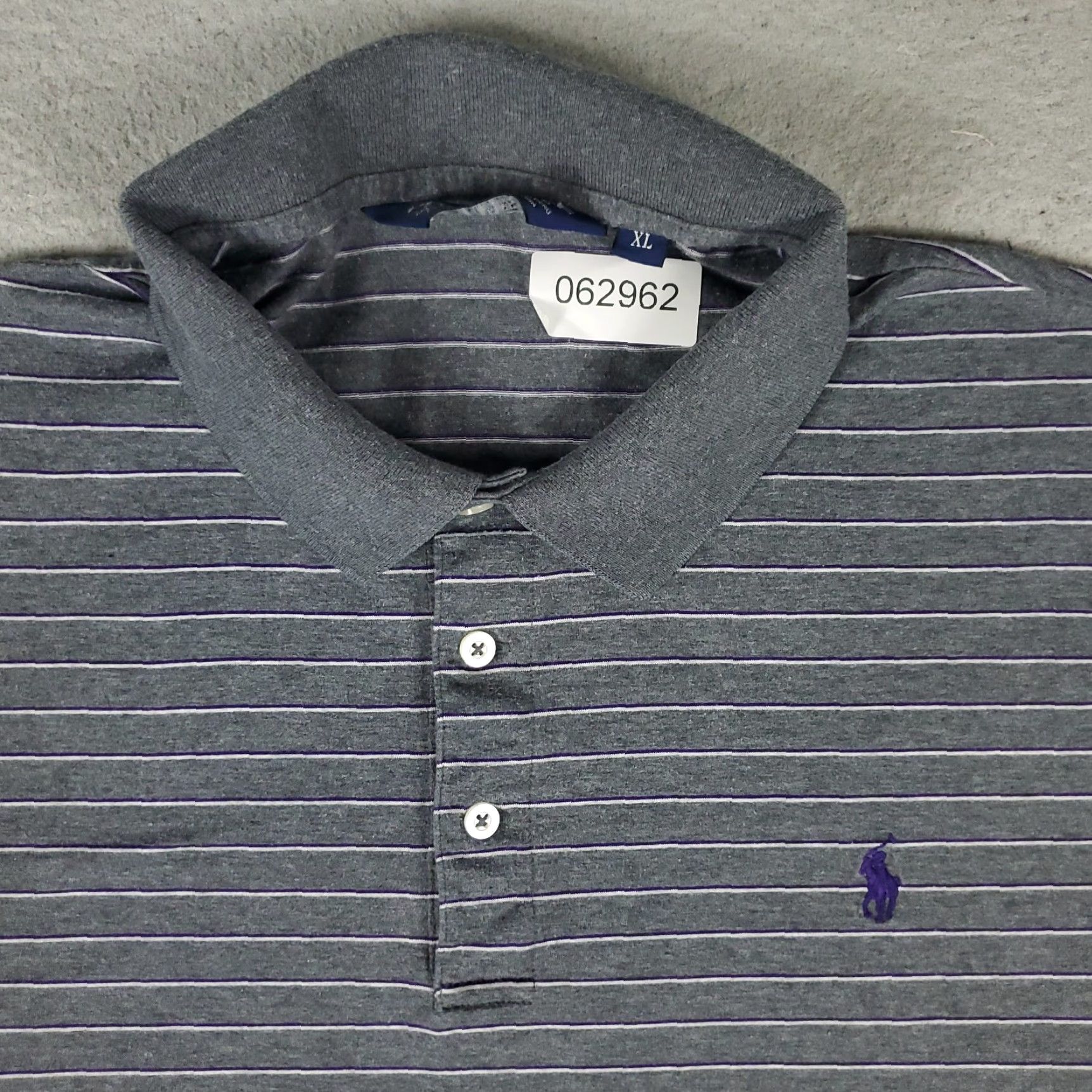 Ralph Lauren VINTAGE Ralph Lauren Polo Shirt Mens XL Gray Striped Pony Casual Short Sleeve Size US XL / EU 56 / 4 - 2 Thumbnail