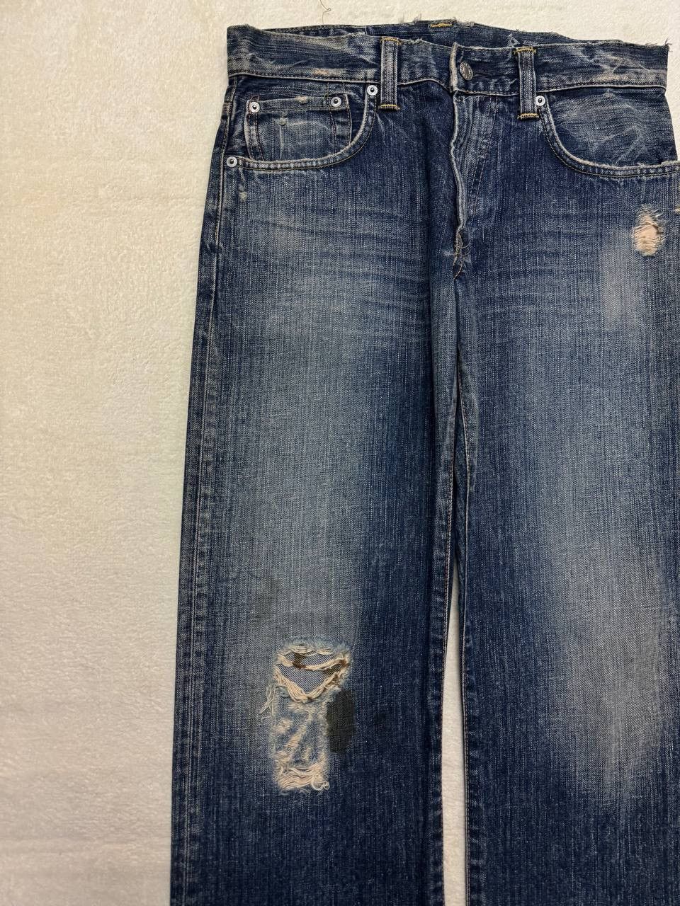 Edwin WIDE 90s Edwin 504R Mudwash Sick Distress Ripped Denim Jean Size US 30 / EU 46 - 4 Thumbnail