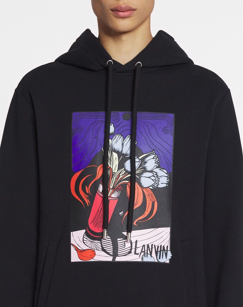 Lanvin oc11z0426 Graphic Printed Hoodie in Black Size US S / EU 44-46 / 1 - 5 Thumbnail