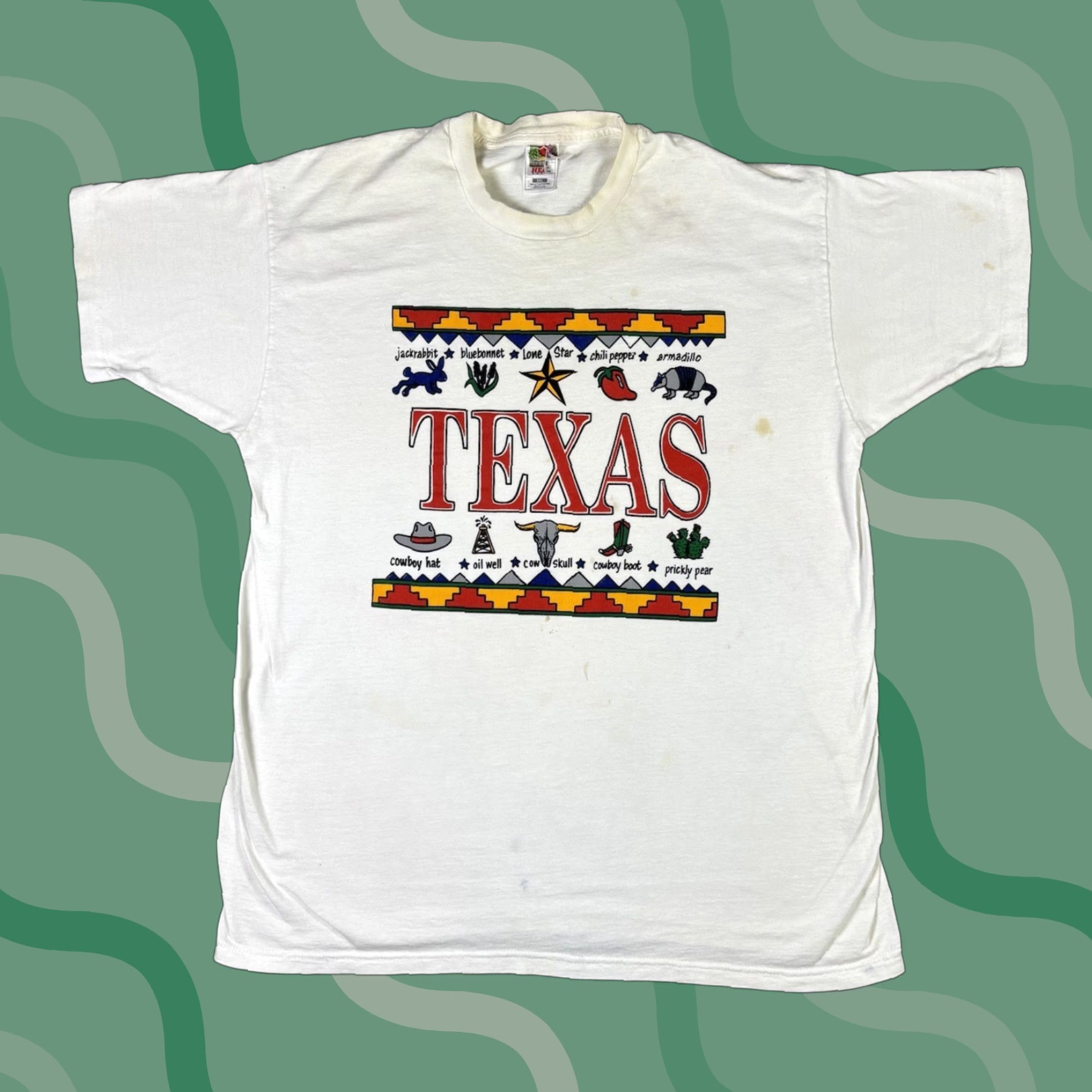Fruit Of The Loom VINTAGE Texas Art T Shirt White Single Stitch size 3XL 90s USA Size US XXL / EU 58 / 5 - 1 Thumbnail