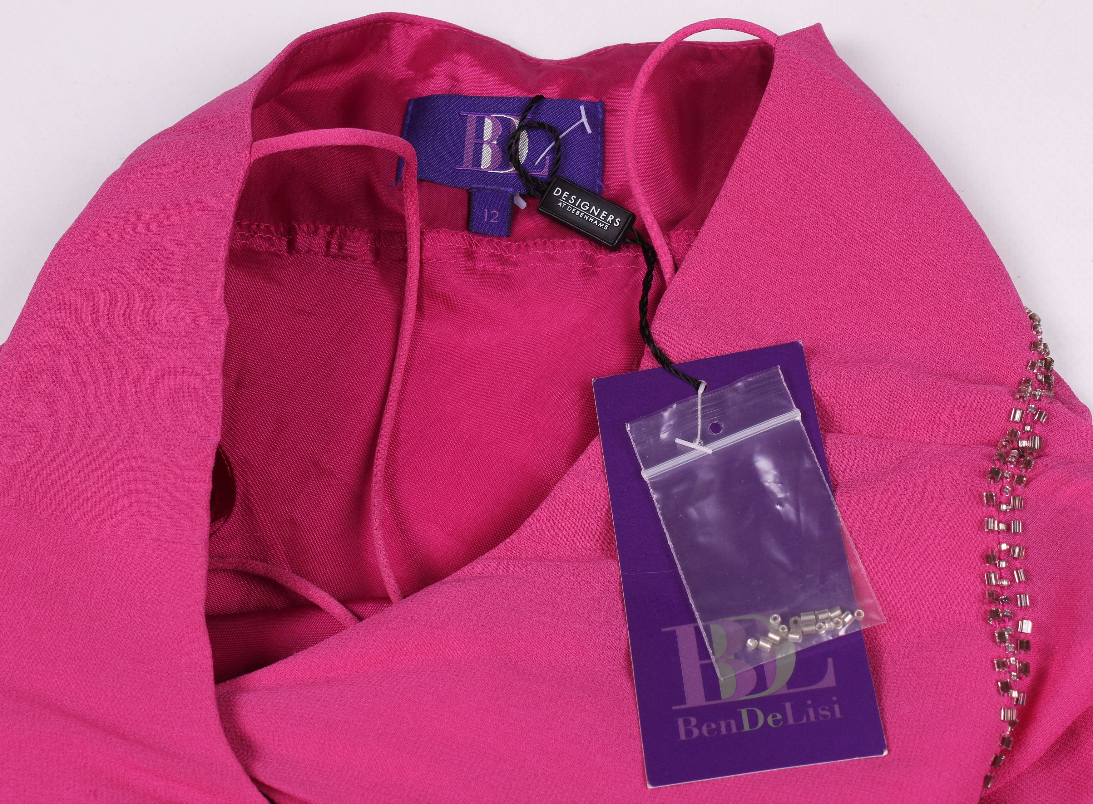 Vintage Vintage Ben De Lisi Pink Y2K Silk Beaded Midi Dress Size M / US 6-8 / IT 42-44 - 8 Thumbnail