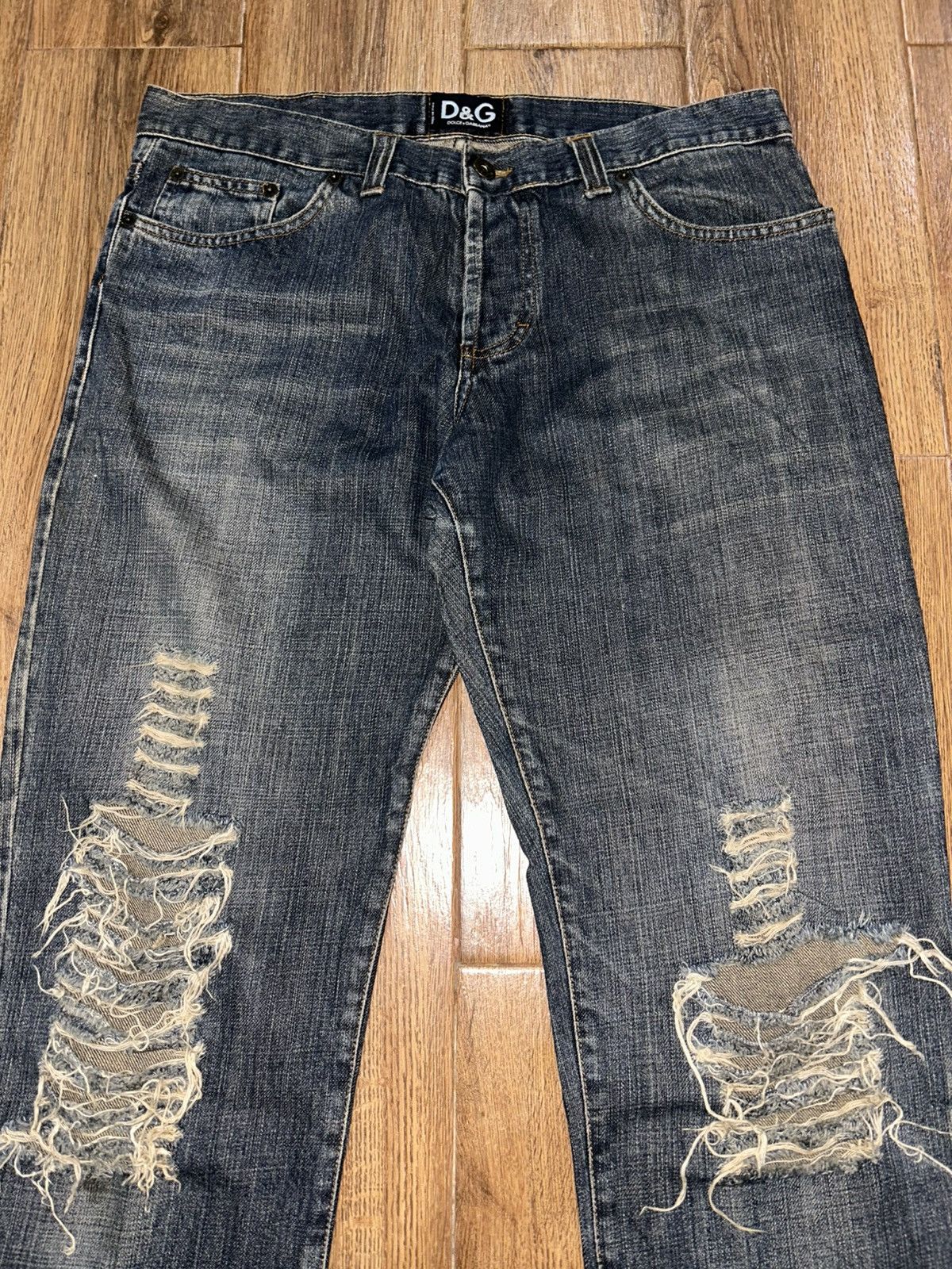 Tornado Mart Dolce & Gabbana D&G Distressed Flared Denim Jeans Size 34" / US 12 / IT 48 - 2 Thumbnail