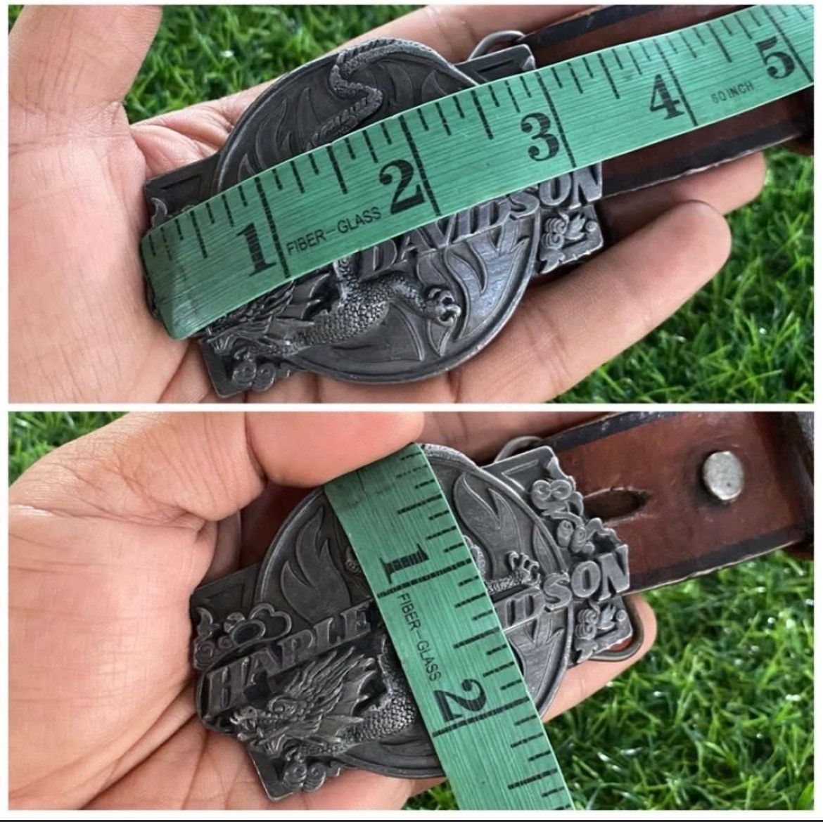 Harley Davidson × Vintage Vintage Harley Davidson Dragon ©️89 Brass Buckle Belt Made in USA Size 36 - 8 Thumbnail