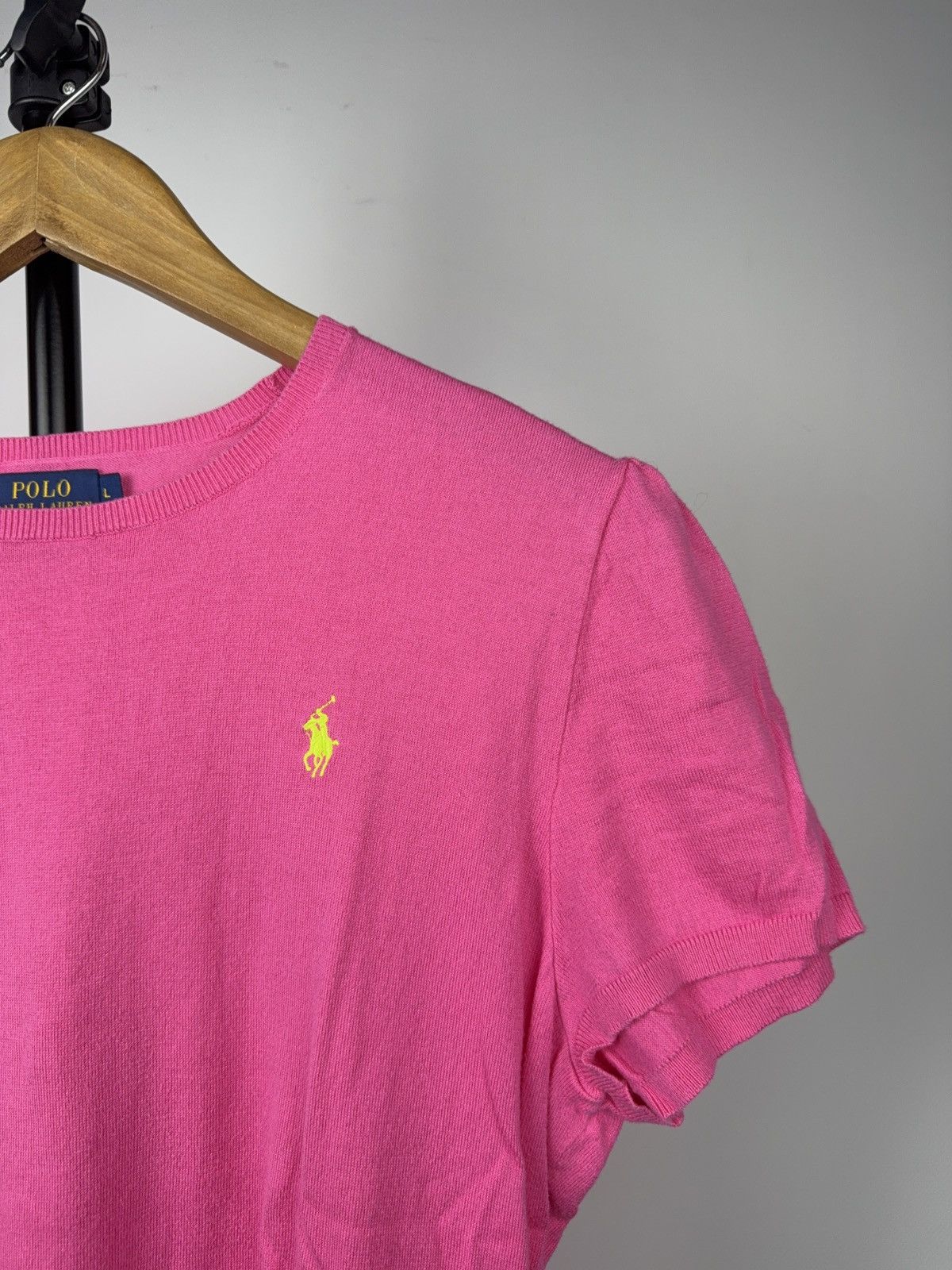 Polo Ralph Lauren Luxury 00s Polo Ralph Lauren Pink Knit Short Sleeve Tee Size L / US 10 / IT 46 - 3 Thumbnail