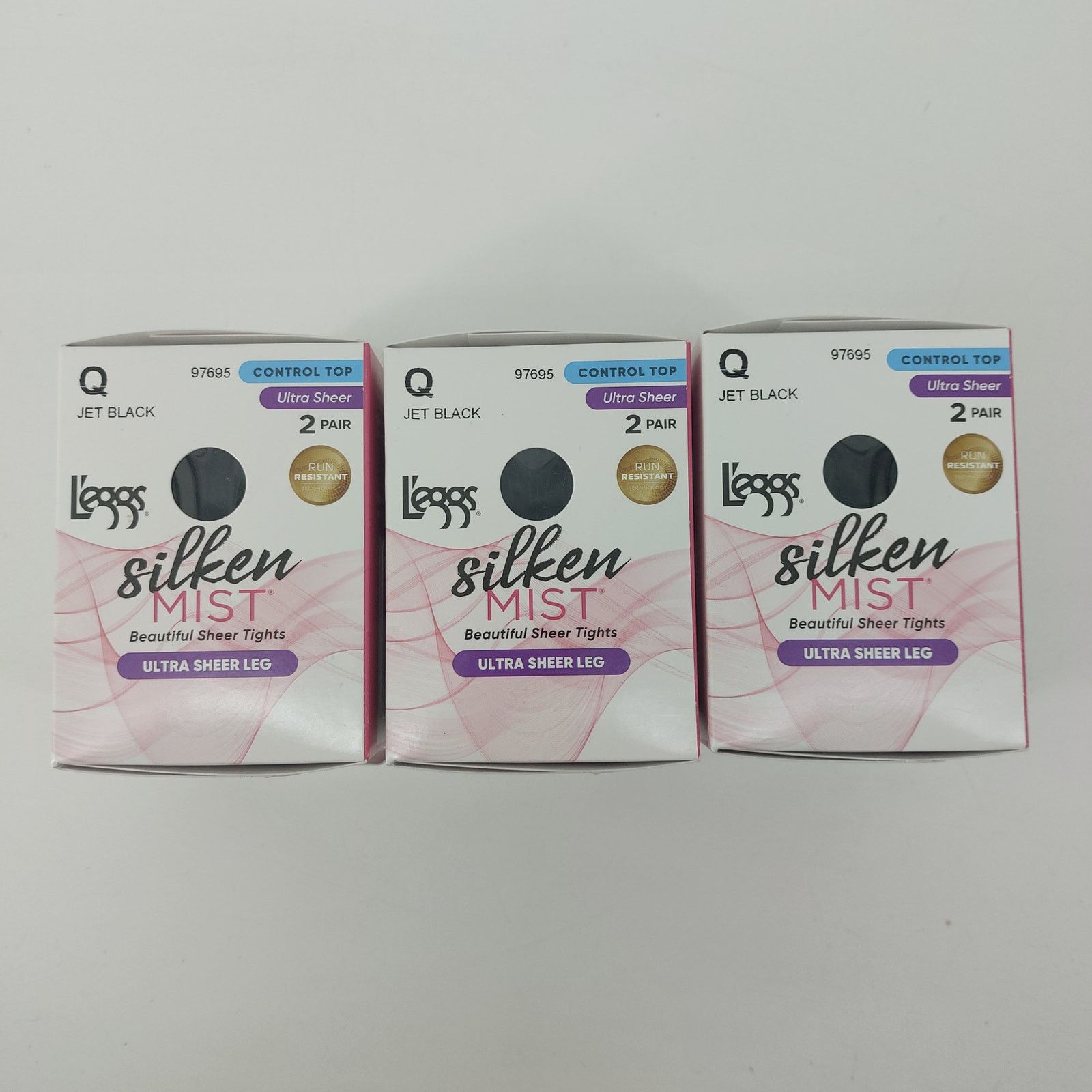 Other Leggs Jet Womens Black Q Silken Mist Ultra Sheer Legs 3 Box Size ONE SIZE - 1 Thumbnail
