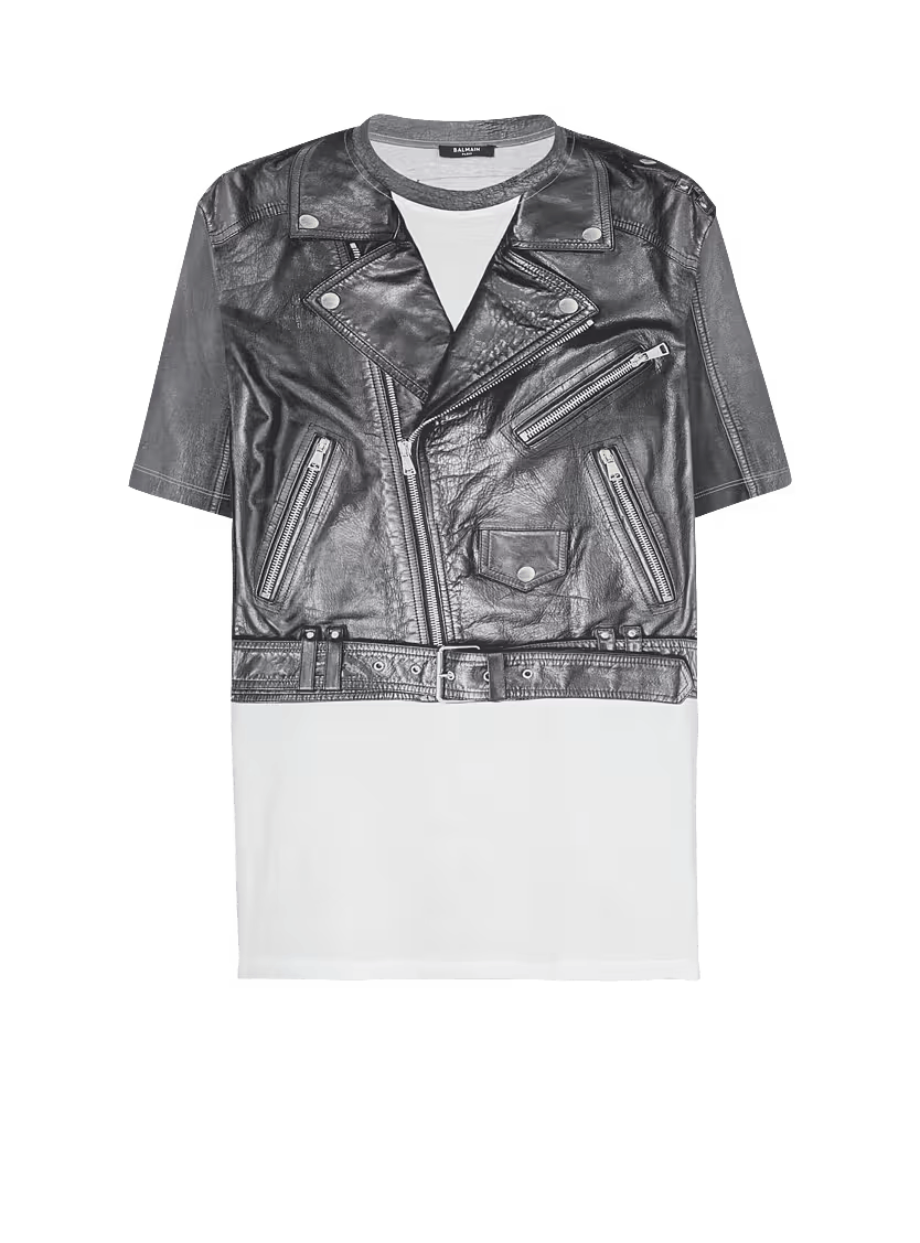 o1s1wg110126 T-Shirt With Biker Jacket Print in Black