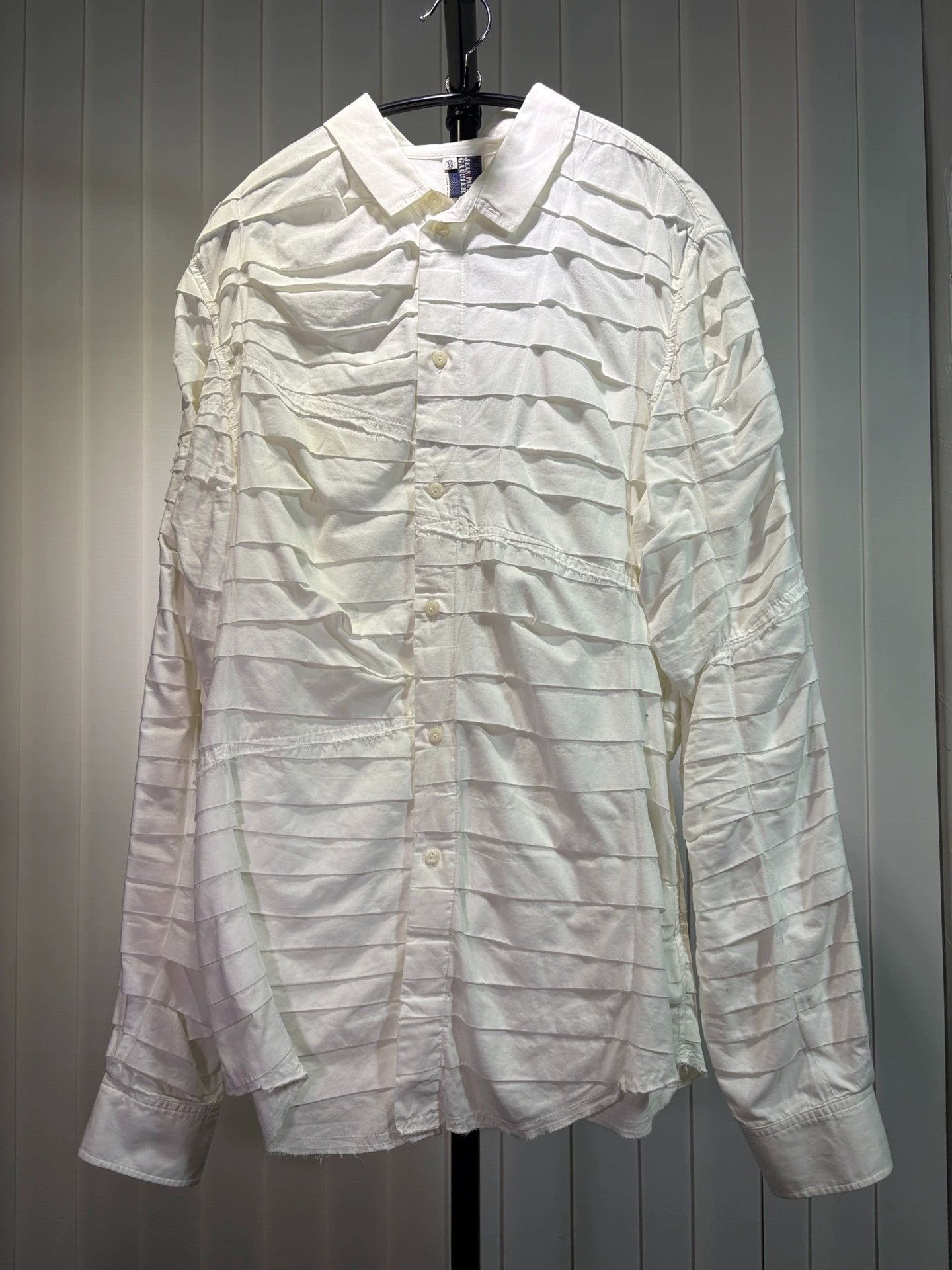 Jean Paul Gaultier JPG White Pleated Deconstructed Shirt 50 Unisex Size US M / EU 48-50 / 2 - 1 Thumbnail