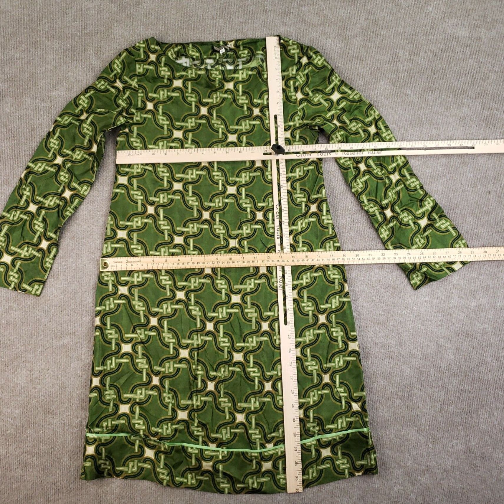 Vintage VINTAGE Maliparmi Dress Geometric 100% Silk Green Shift Womens Size 40 Knee Length Casual Size S / US 4 / IT 40 - 2 Thumbnail