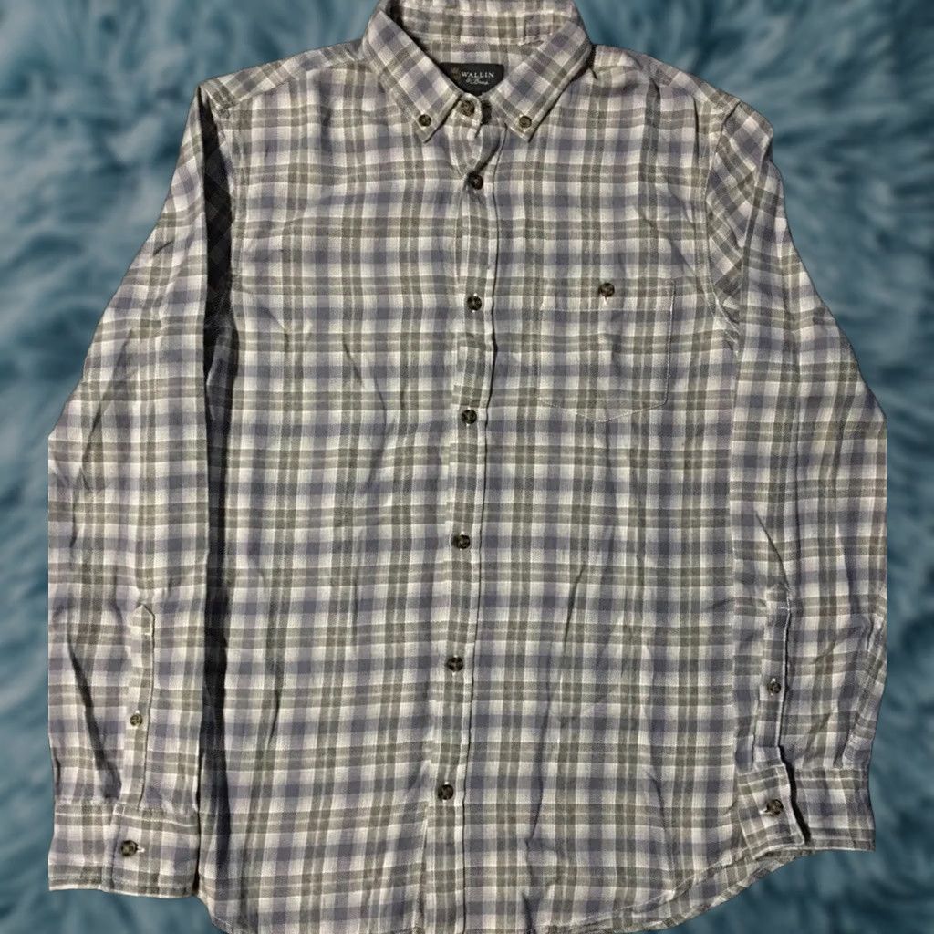 Vintage VINTAGE Wallin Bros Plaid Flannel Shirt M Gray Purple 90s Biker Grunge Western USA USA Mens Button-Up Long Sleeve Cotton Wool Flannel Shirt Size US M / EU 48-50 / 2 - 1 Thumbnail