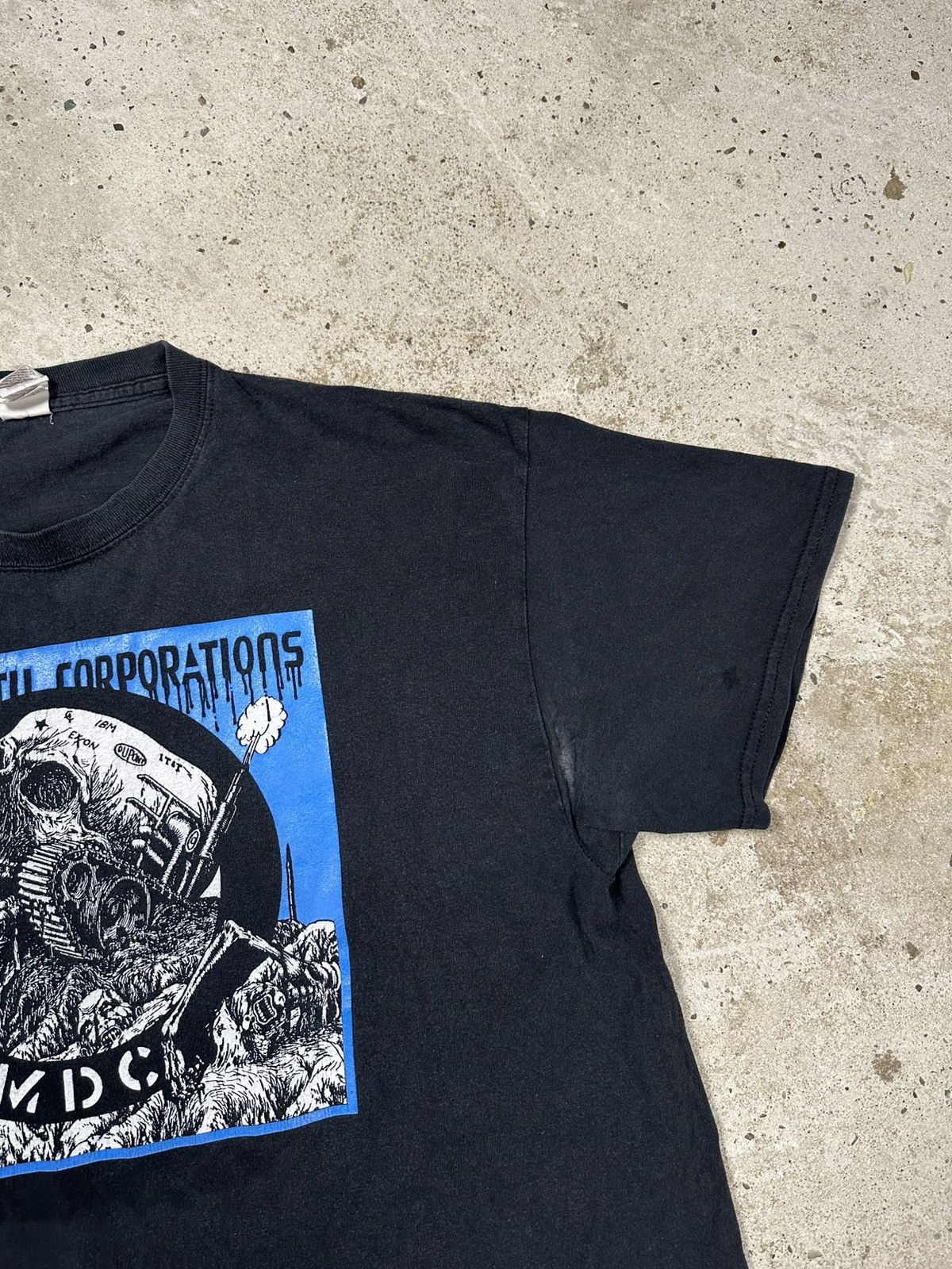Band Tees × Vintage Vintage Multi Death Corporations MDC Trashed Black Tee Size US XL / EU 56 / 4 - 5 Thumbnail