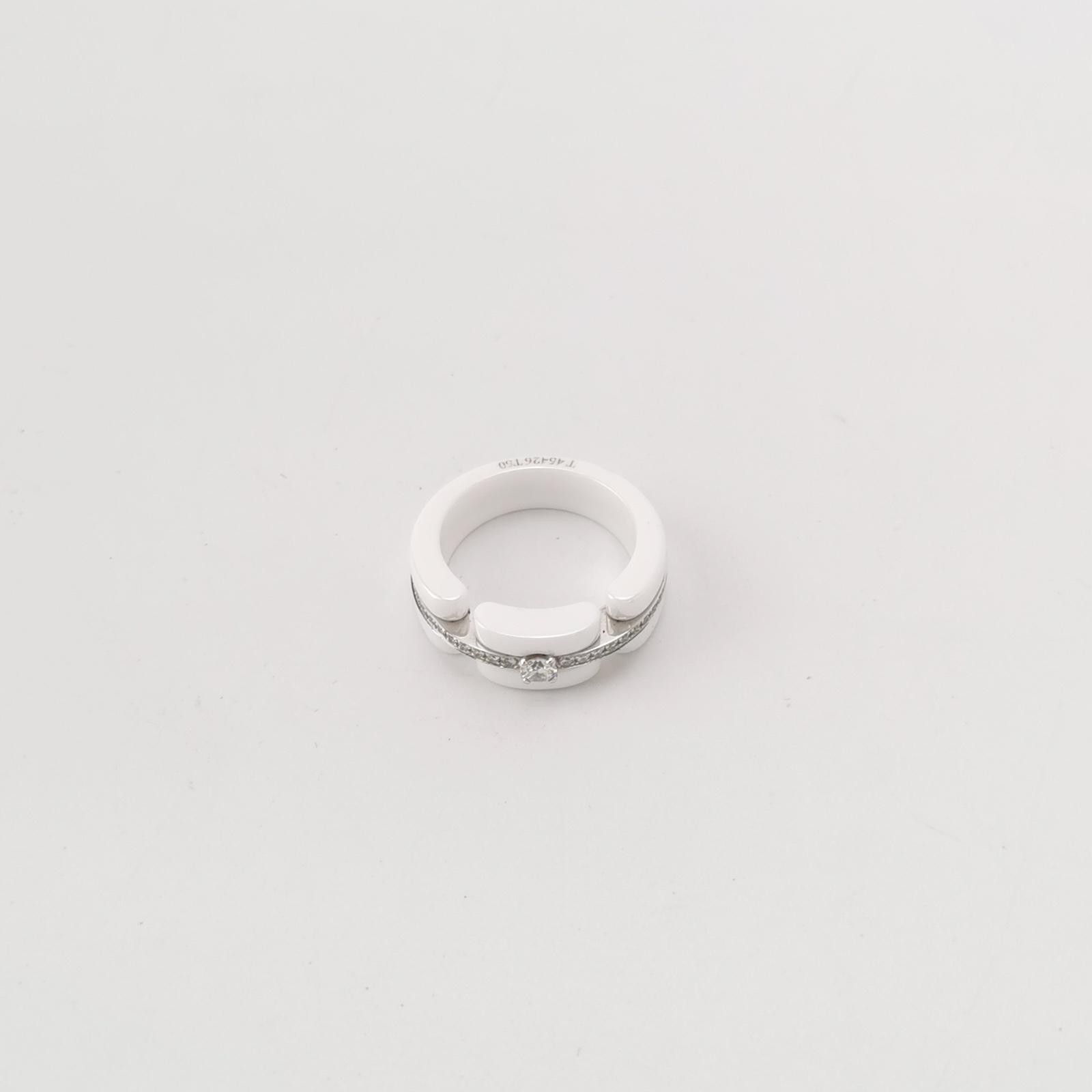 Chanel Chanel Ultra 18K White Gold Diamond Ceramic Geometric Ring Size ONE SIZE - 1 Thumbnail