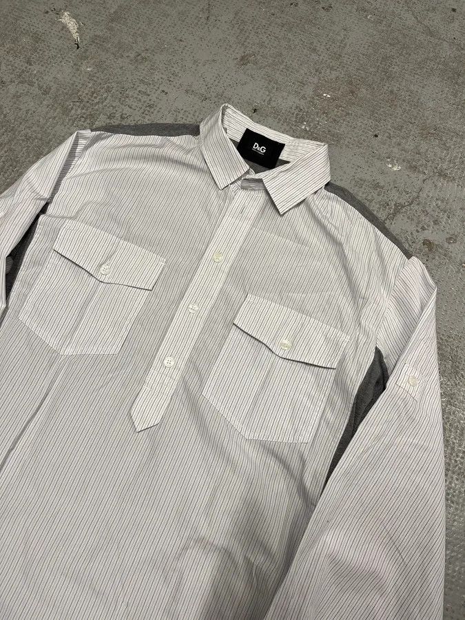 Designer × Dolce & Gabbana × Vintage 1990s Dolce & Gabbana White & Grey Hybrid Shirt Longsleeves Size US S / EU 44-46 / 1 - 4 Thumbnail