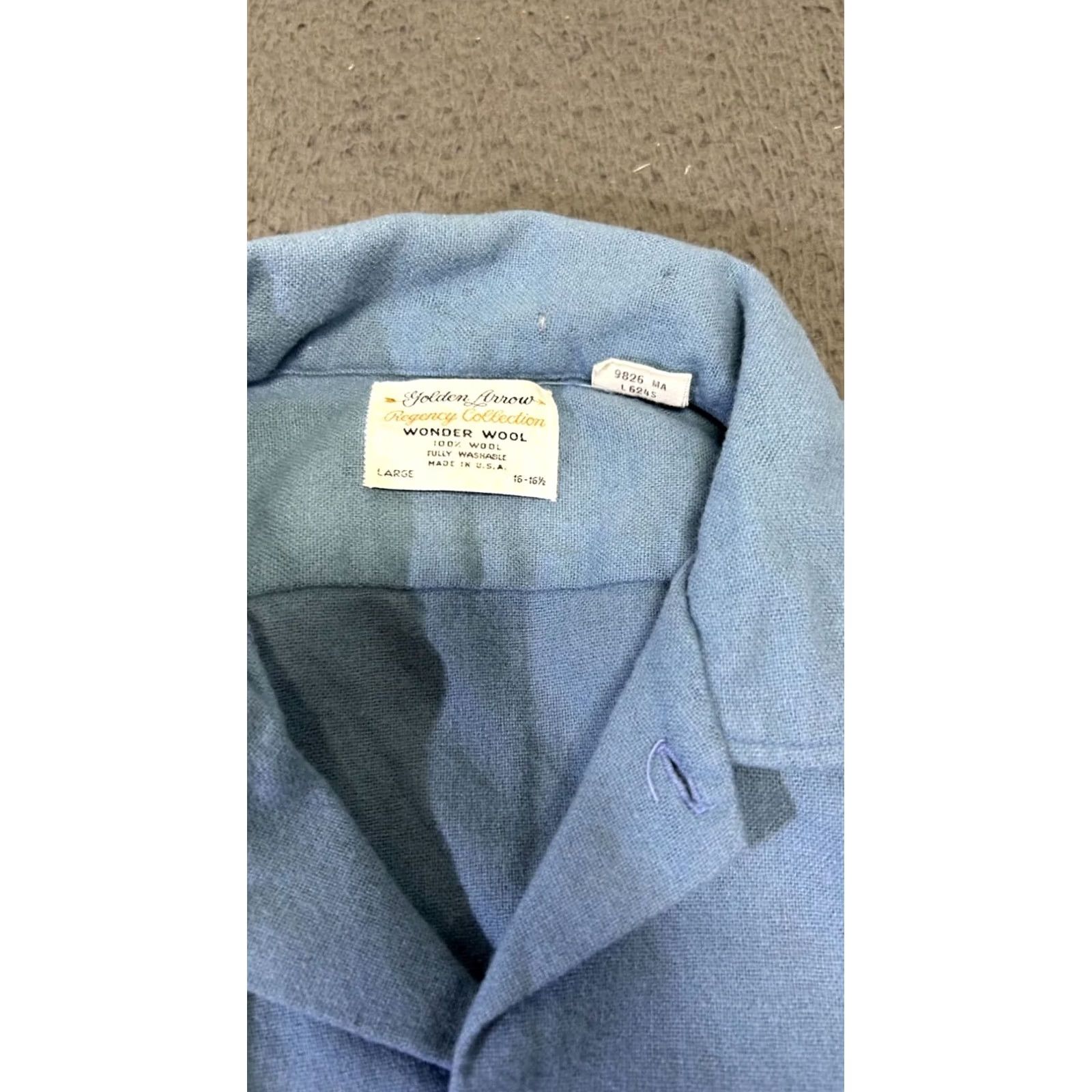 Arrow VINTAGE Golden Arrow Regency Collection Blue Wonder Wool Shirt Mens LG L 16-16.5 Size US L / EU 52-54 / 3 - 4 Thumbnail