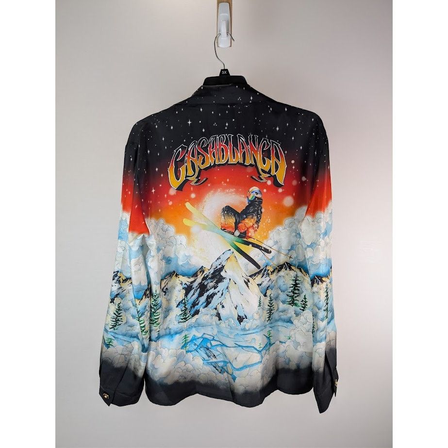 Casablanca o1rshd1 Cuban Collar Long Sleeve Shirt in Ski Lake Size US L / EU 52-54 / 3 - 16 Thumbnail