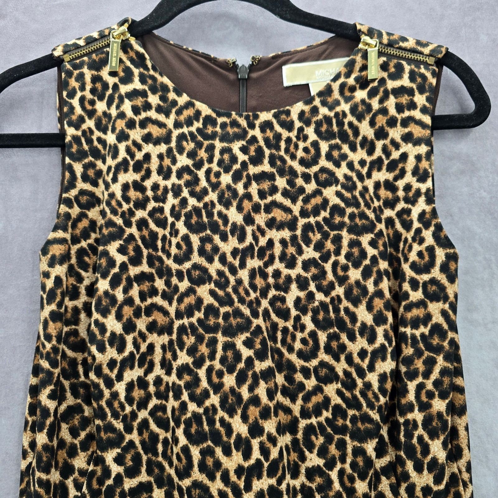 Michael Kors Michael Kors Brown Animal Print Flare Pleat Dress 4 Size S / US 4 / IT 40 - 3 Thumbnail