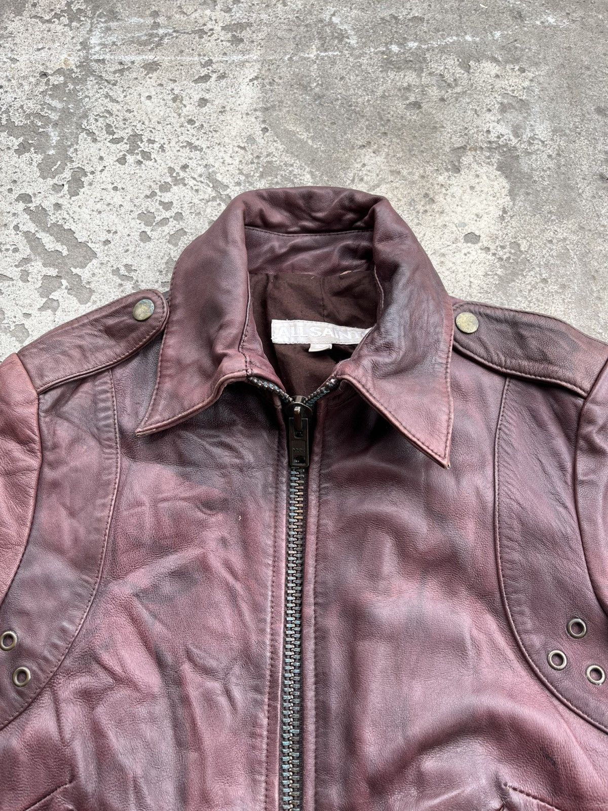 Allsaints × Japanese Brand Vintage AllSaints Avant Garde Sun Faded Red Leather Jacket Size S / US 4 / IT 40 - 2 Thumbnail