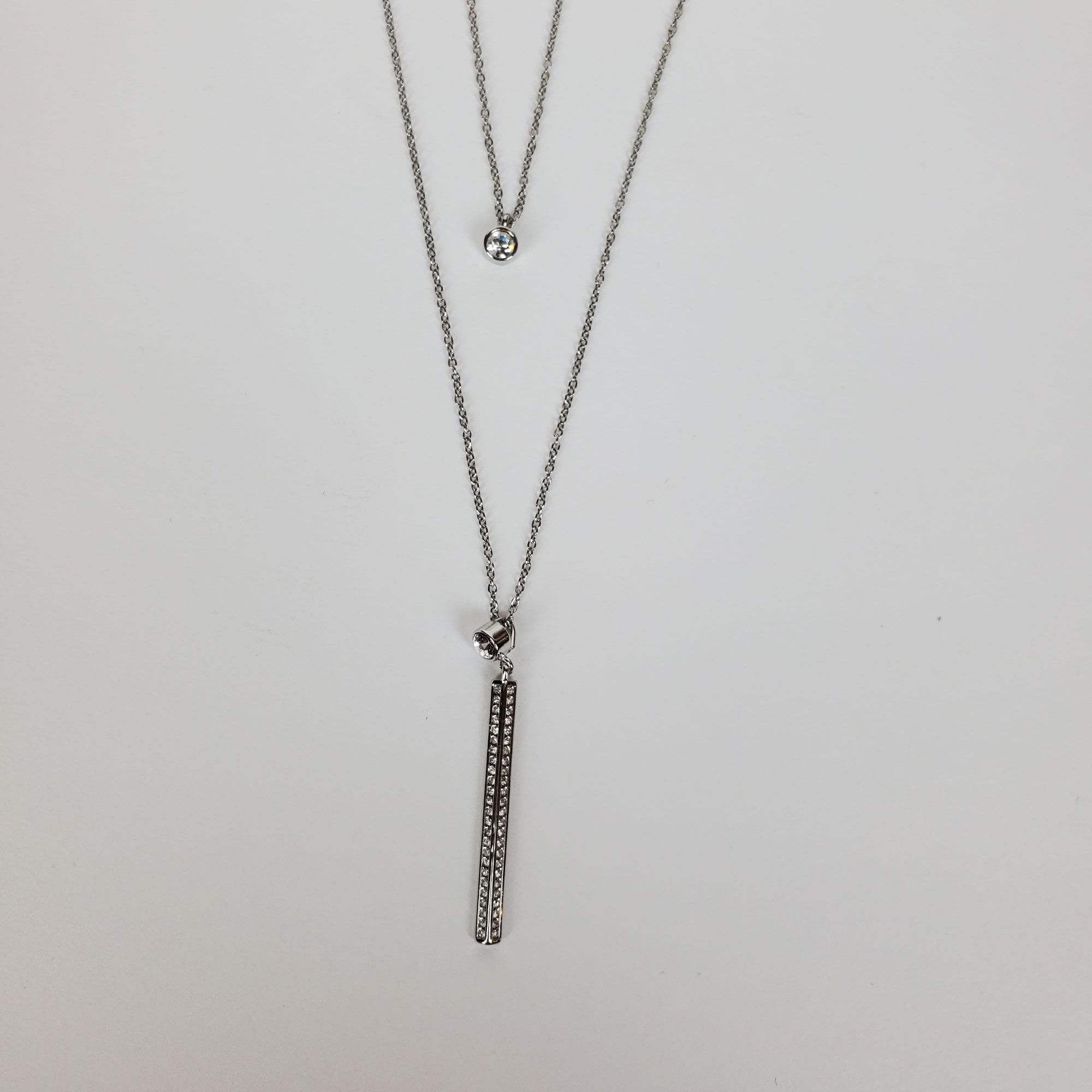 Other Sterling Silver Double Chain Rhodium Plated Swarovski Crysta Size ONE SIZE - 4 Thumbnail