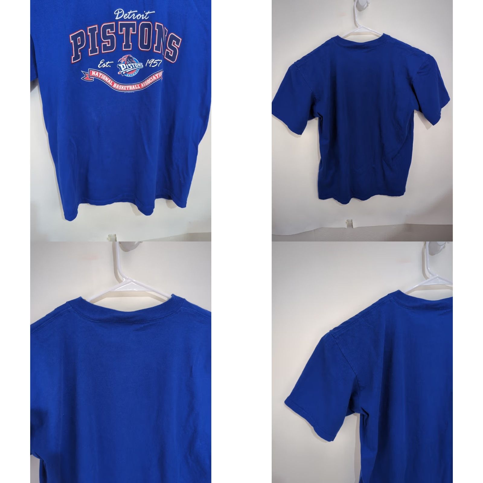 NBA VINTAGE NBA Detroit Pistons T-shirt Blue Large Mens Crew Neck Short Sleeve 90s Basketball Logo Size US L / EU 52-54 / 3 - 8 Thumbnail