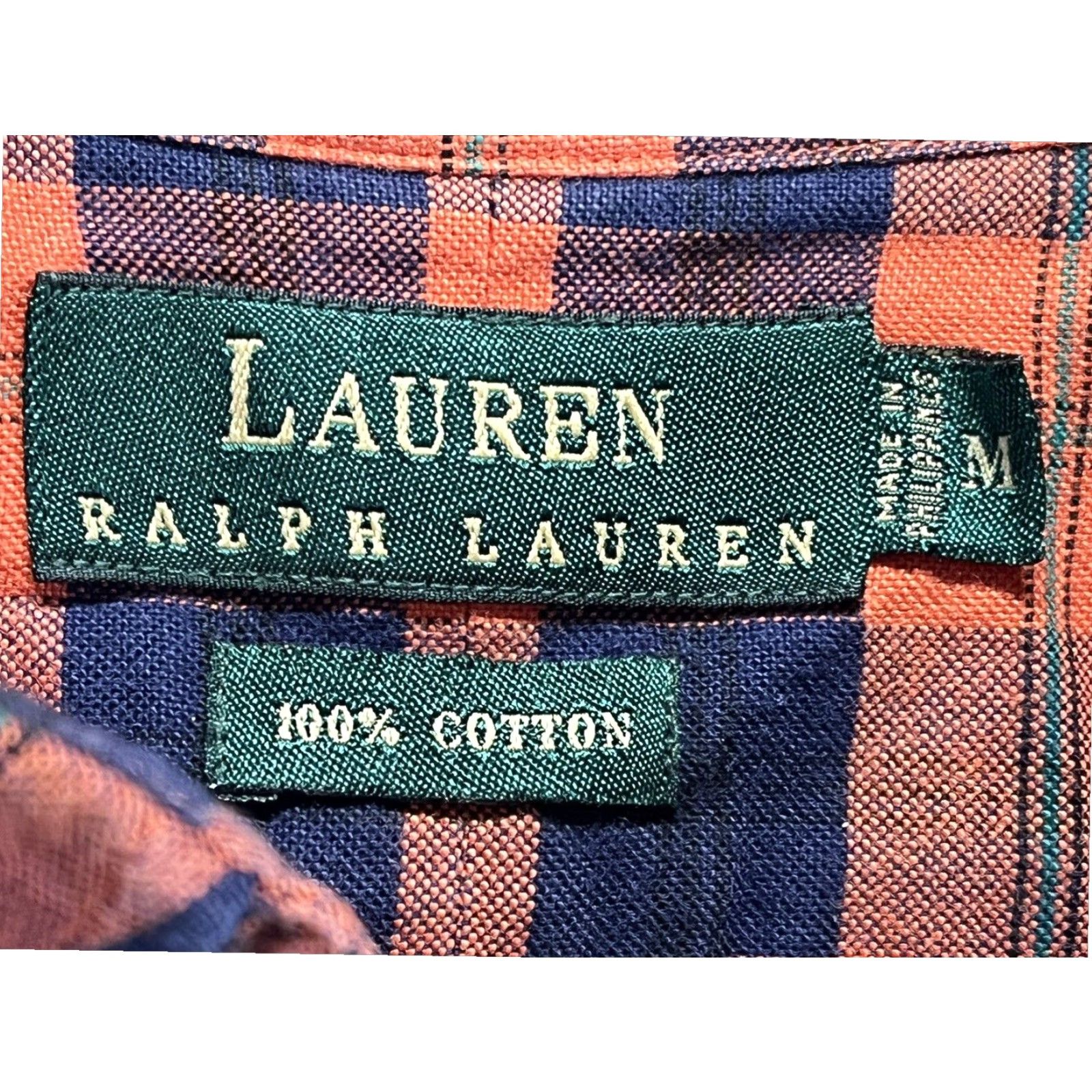 Ralph Lauren Lauren Ralph Lauren Plaid Button Down Shirt Mens Medium Orange Navy Cotton Size US M / EU 48-50 / 2 - 5 Thumbnail